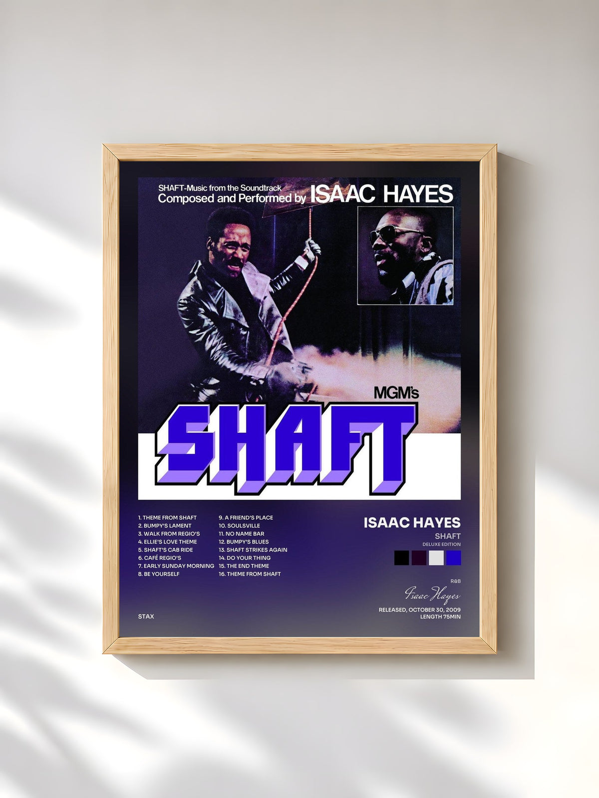 #bois Tableau de l'album Shaft (Deluxe Edition) de Isaac Hayes, cadre en bois brut, imprimé et encadré en France