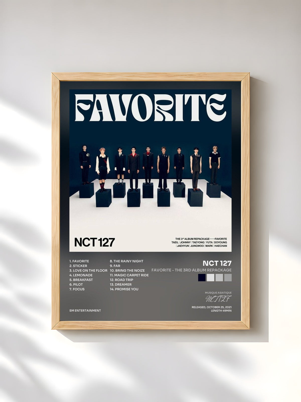 #bois Tableau de l'album Favorite - The 3rd Album Repackage de NCT 127, cadre en bois brut, imprimé et encadré en France