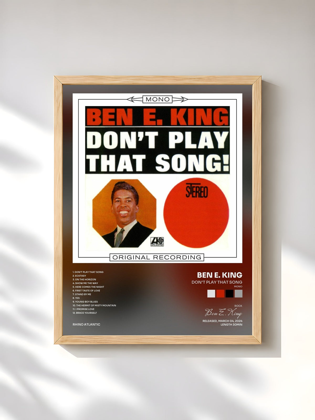 #bois Tableau de l'album Don't Play That Song (Mono) de Ben E. King, cadre en bois brut, imprimé et encadré en France