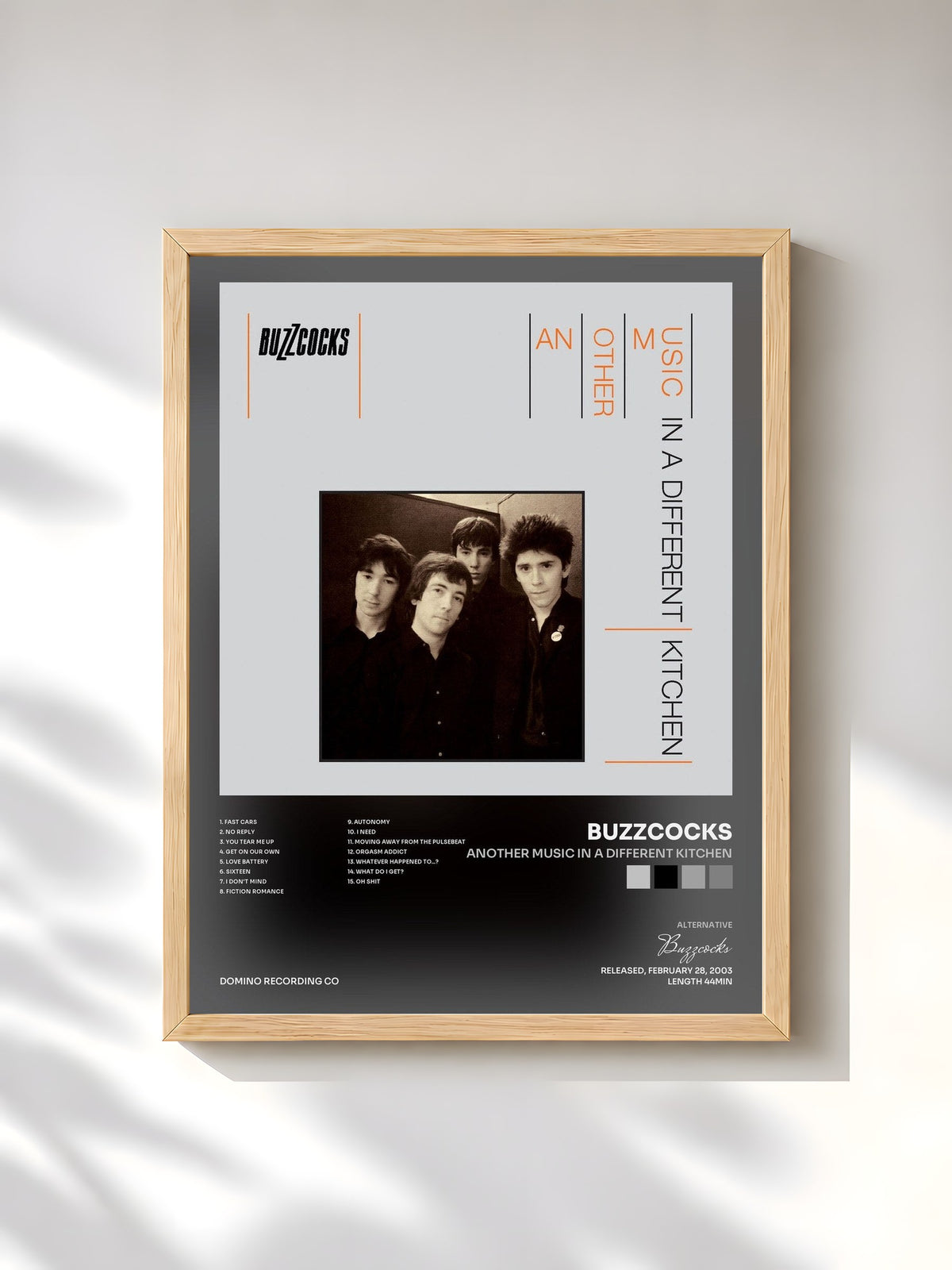 #bois Tableau de l'album Another Music In A Different Kitchen de Buzzcocks, cadre en bois brut, imprimé et encadré en France