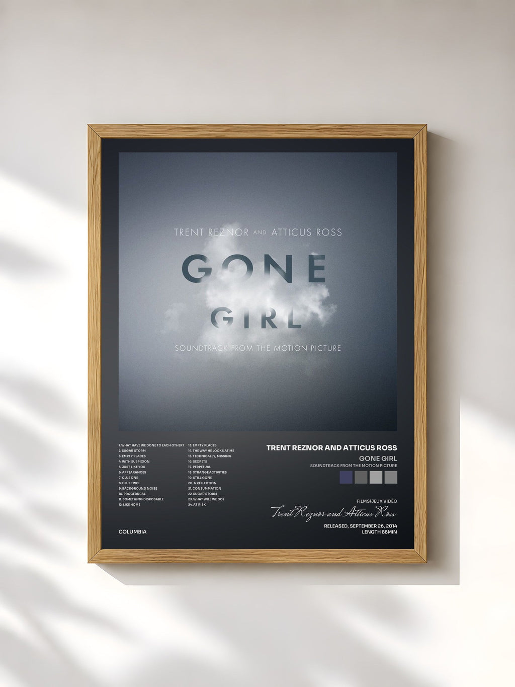 #bois Tableau de l'album Gone Girl (Soundtrack from the Motion Picture) de Trent Reznor and Atticus Ross, cadre en bois brut, imprimé et encadré en France
