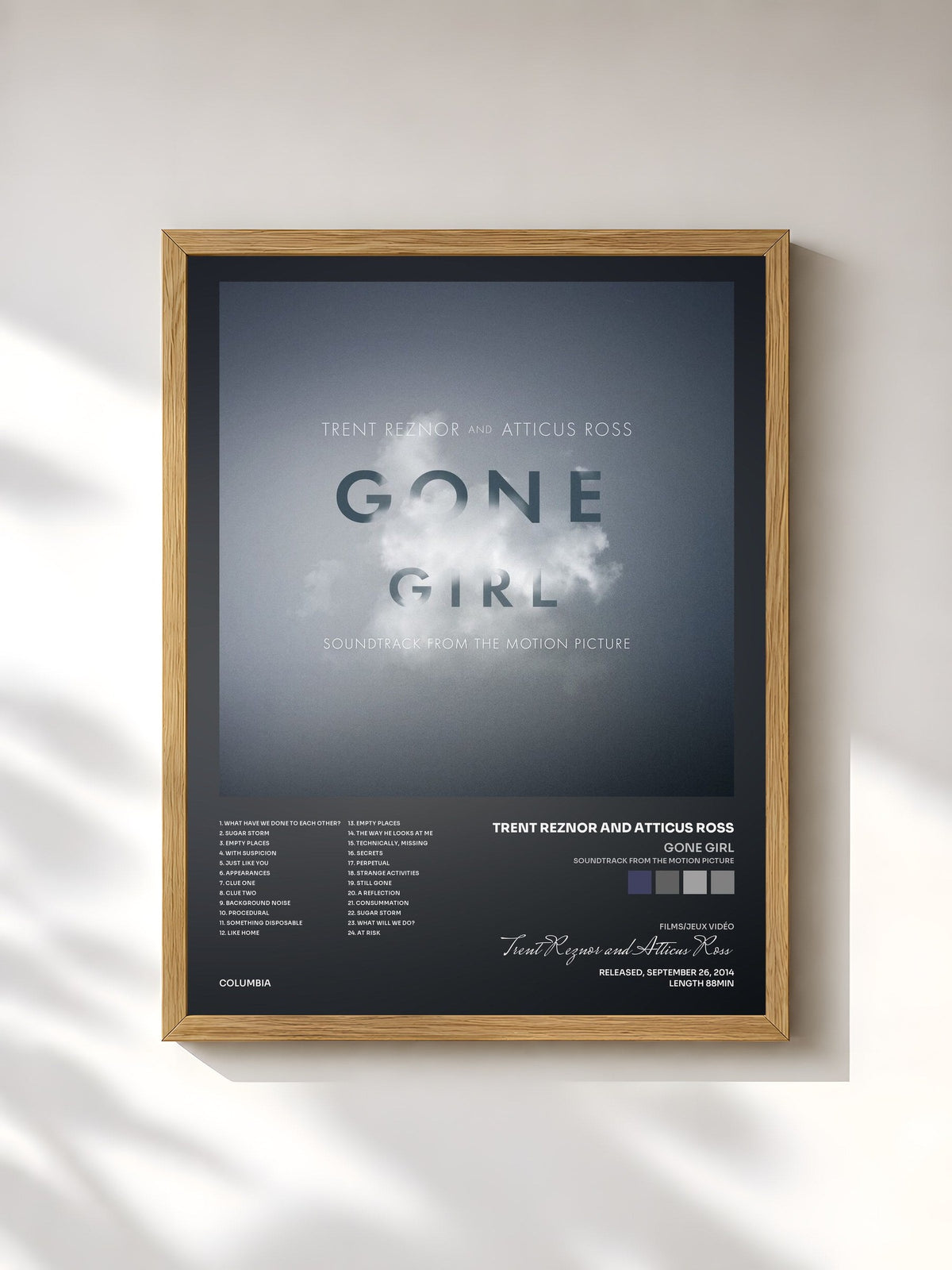 #bois Tableau de l'album Gone Girl (Soundtrack from the Motion Picture) de Trent Reznor and Atticus Ross, cadre en bois brut, imprimé et encadré en France