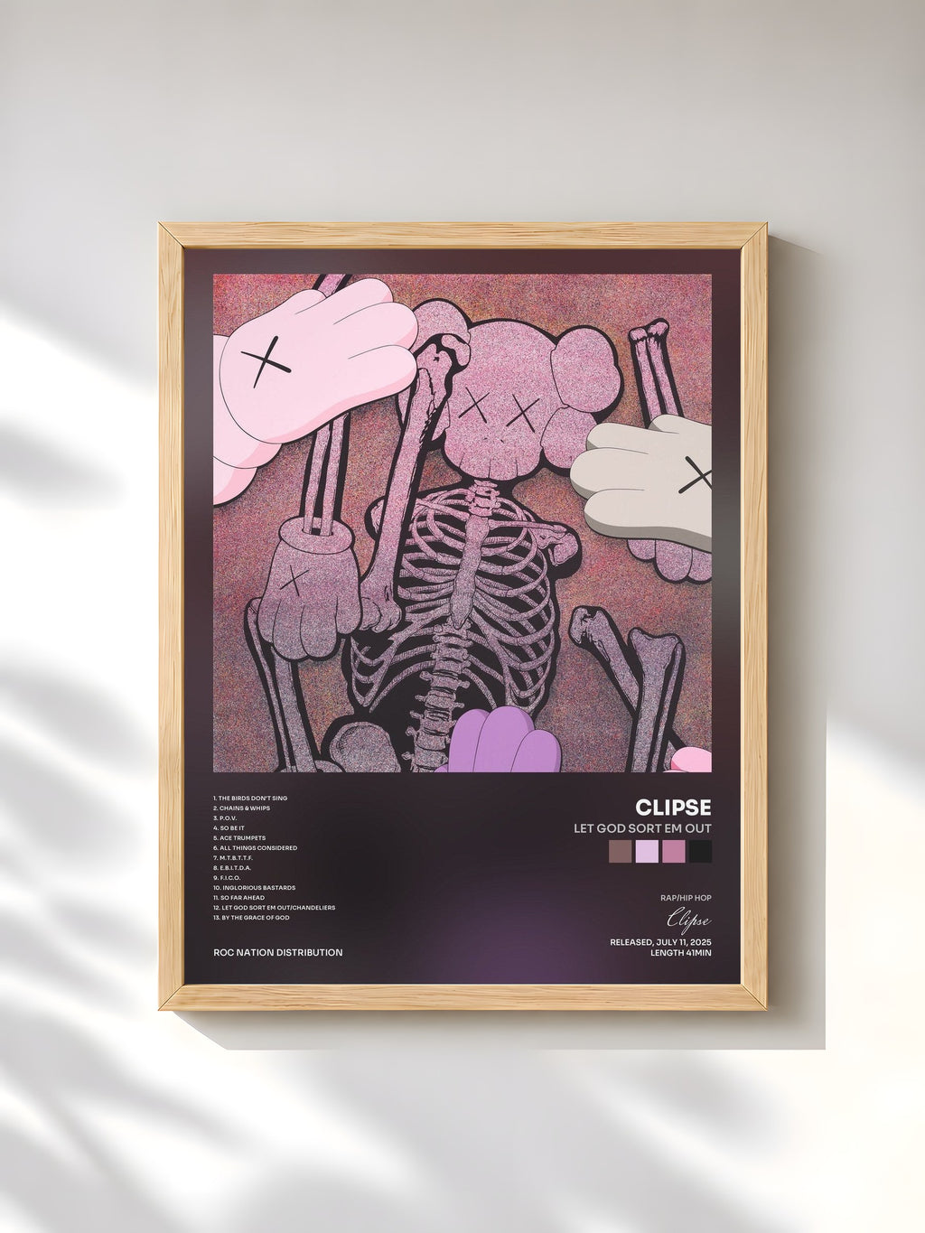 #bois Tableau de l'album Let God Sort Em Out de Clipse, cadre en bois brut, imprimé et encadré en France