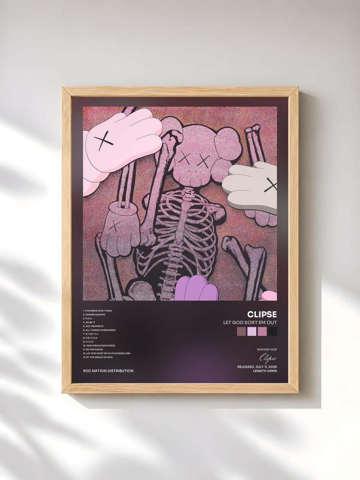 #bois Tableau de l'album Let God Sort Em Out de Clipse, cadre en bois brut, imprimé et encadré en France