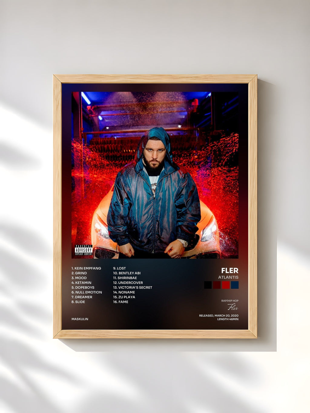 #bois Tableau de l'album ATLANTIS de Fler, cadre en bois brut, imprimé et encadré en France