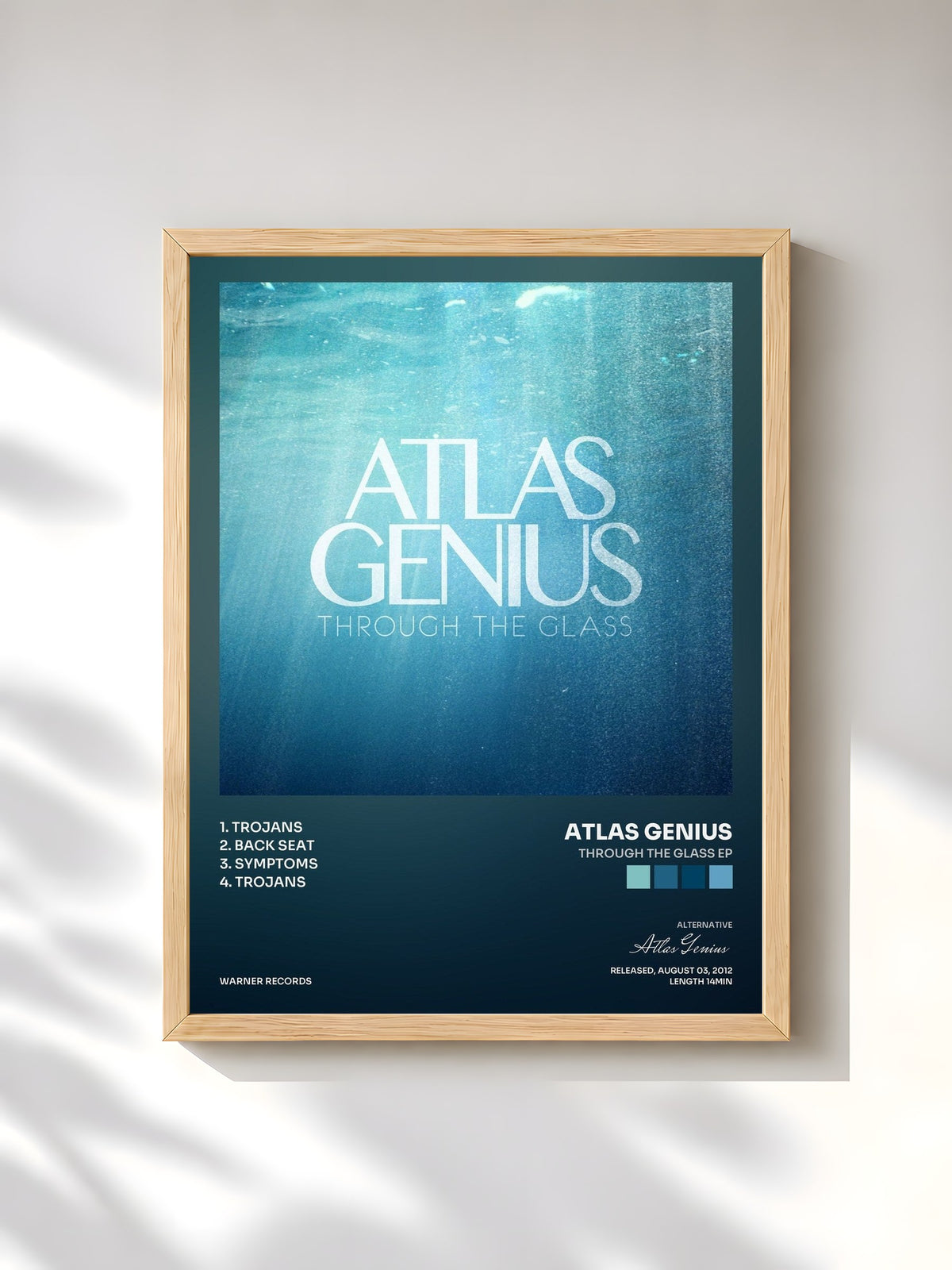 #bois Tableau de l'album Through the Glass EP de Atlas Genius, cadre en bois brut, imprimé et encadré en France