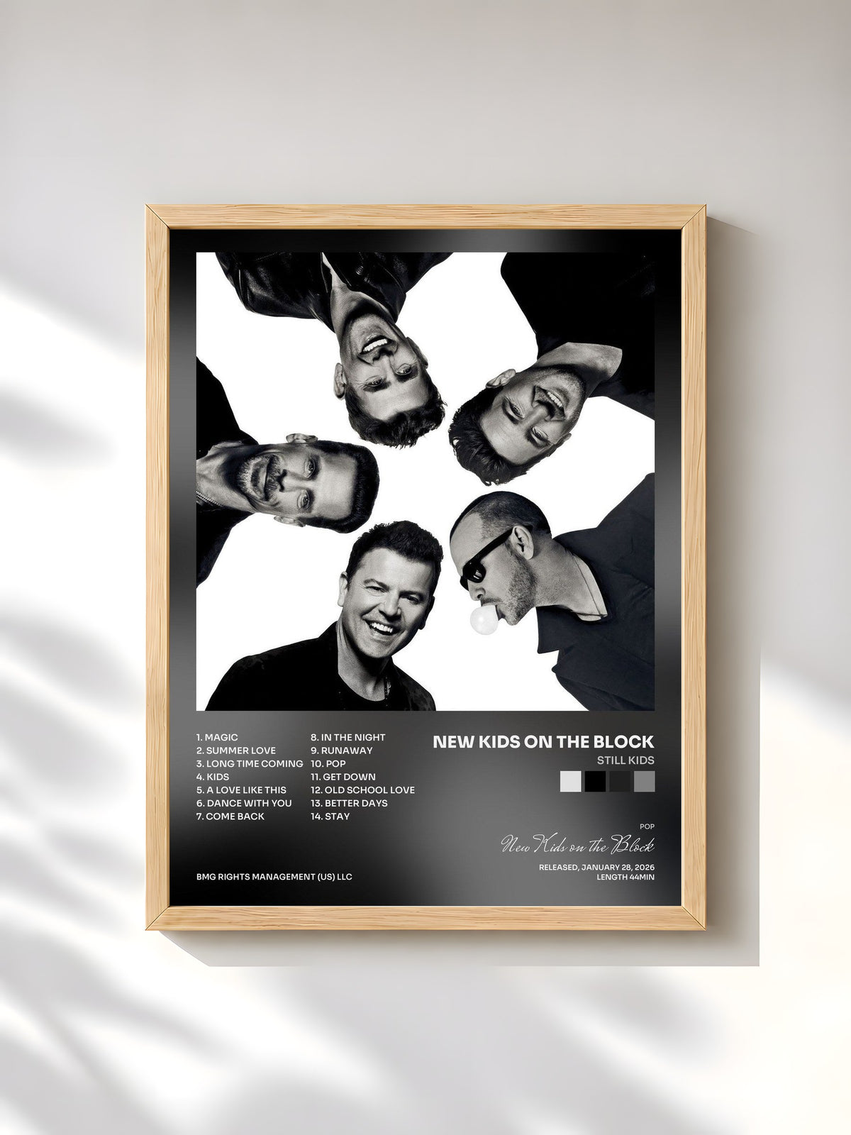 #bois Tableau de l'album Still Kids de New Kids on the Block, cadre en bois brut, imprimé et encadré en France