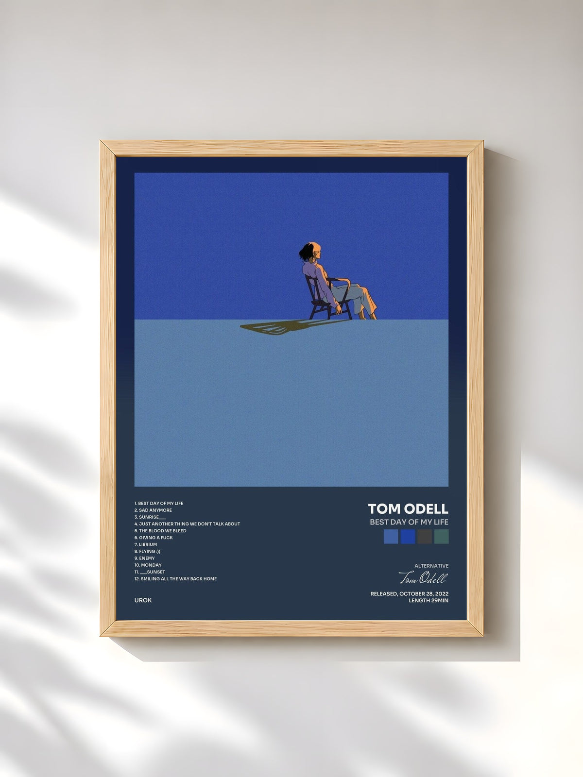#bois Tableau de l'album Best Day of My Life de Tom Odell, cadre en bois brut, imprimé et encadré en France