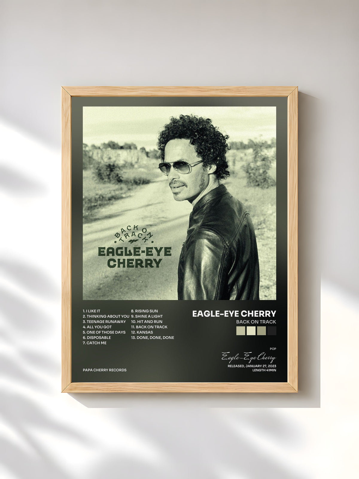 #bois Tableau de l'album Back on Track de Eagle-Eye Cherry, cadre en bois brut, imprimé et encadré en France