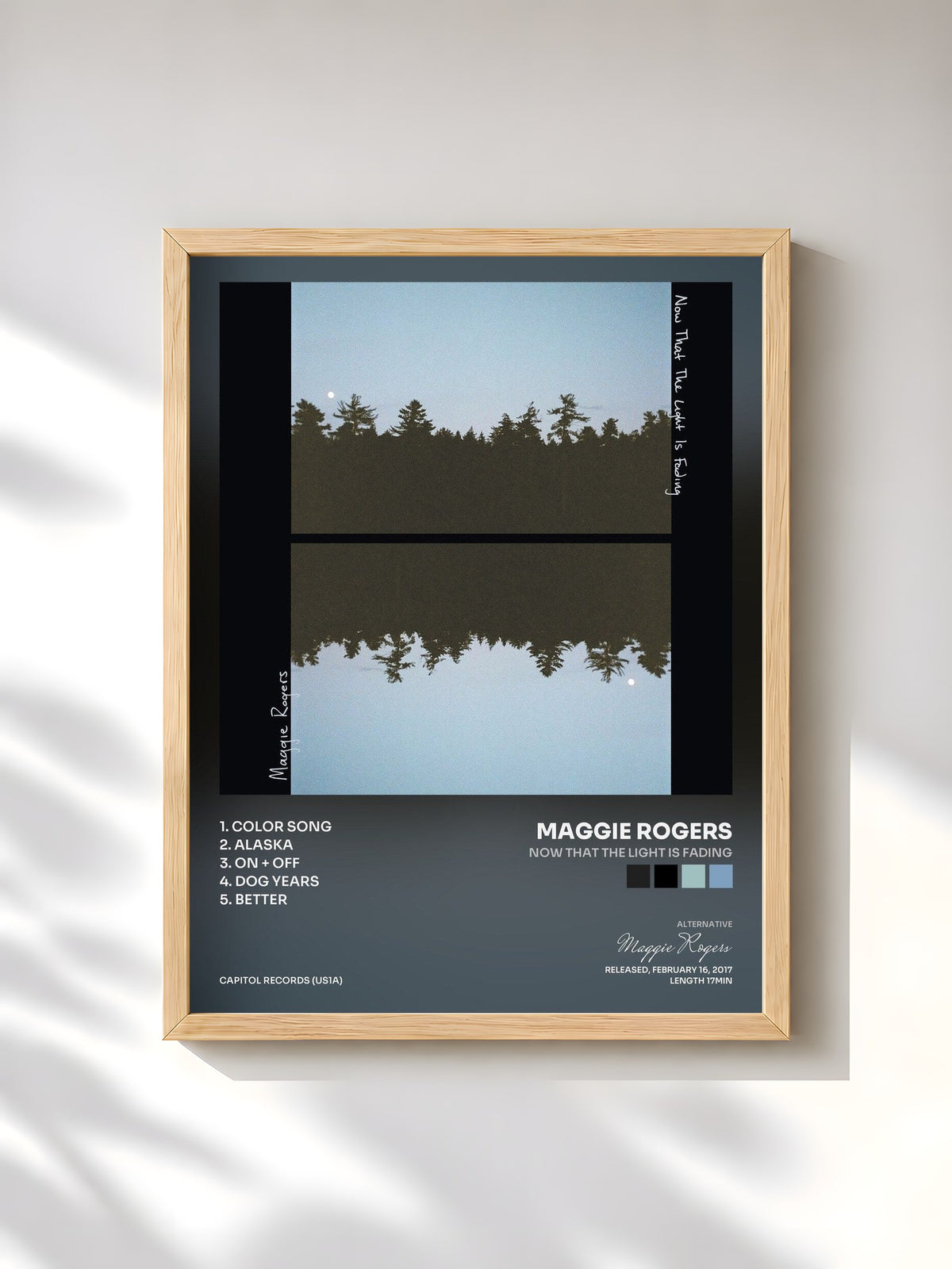 #bois Tableau de l'album Now That The Light Is Fading de Maggie Rogers, cadre en bois brut, imprimé et encadré en France