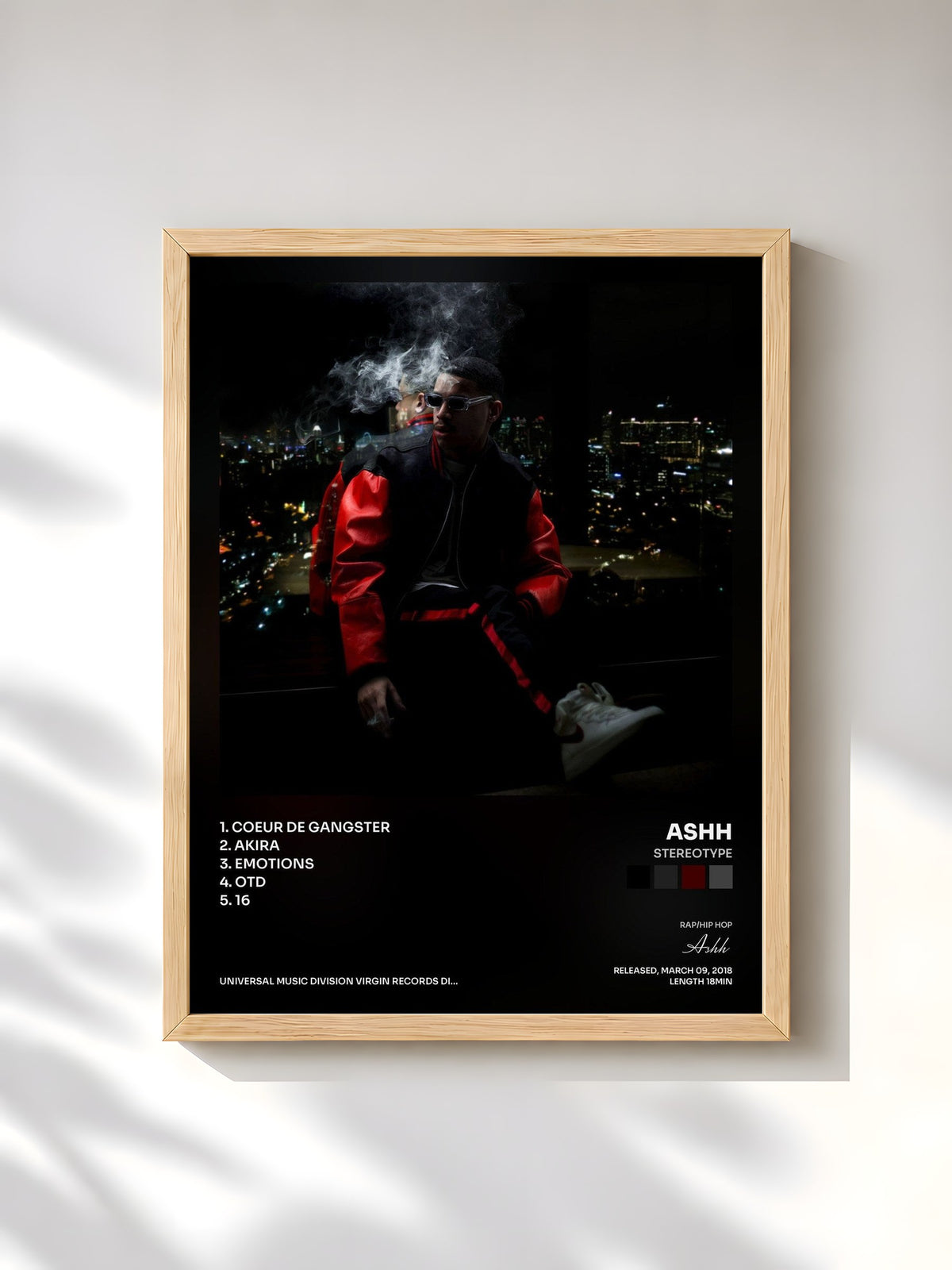 #bois Tableau de l'album STEREOTYPE de Ashh, cadre en bois brut, imprimé et encadré en France