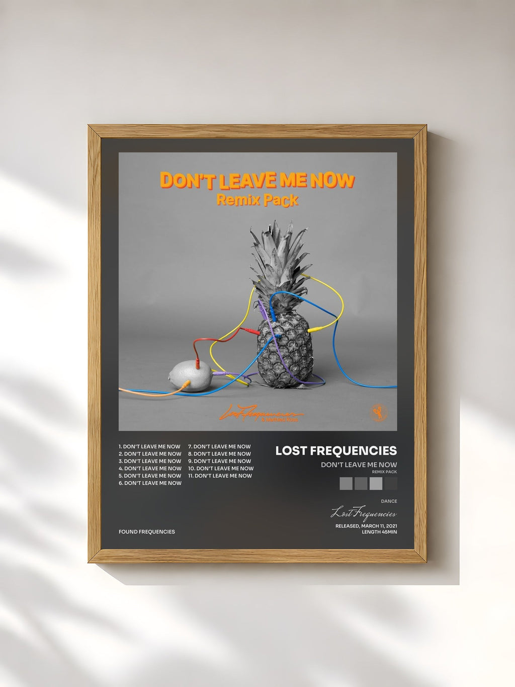 #bois Tableau de l'album Don't Leave Me Now (Remix Pack) de Lost Frequencies, cadre en bois brut, imprimé et encadré en France