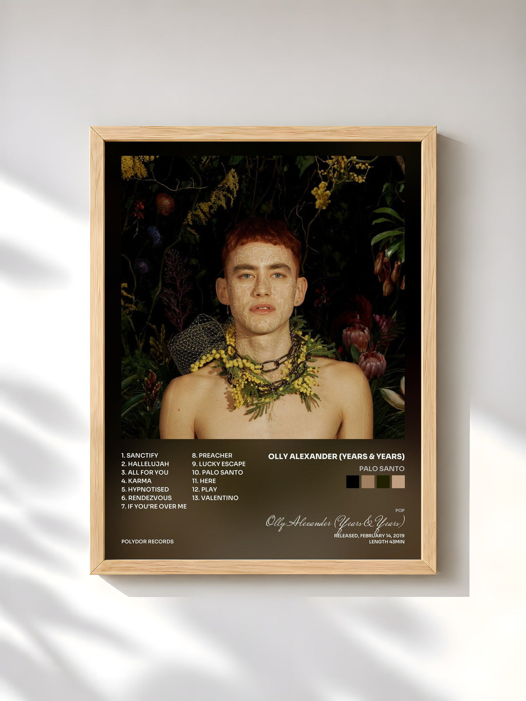#bois Tableau de l'album Palo Santo de Olly Alexander (Years & Years), cadre en bois brut, imprimé et encadré en France