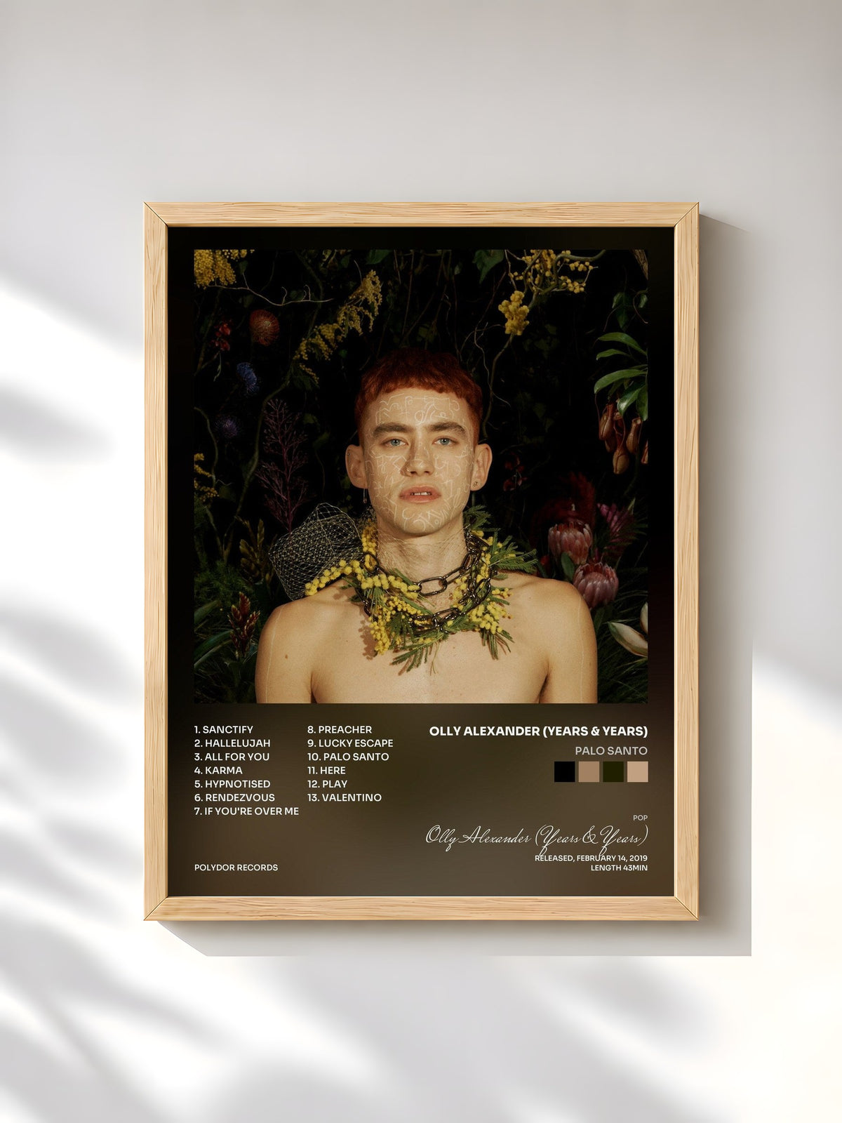 #bois Tableau de l'album Palo Santo de Olly Alexander (Years & Years), cadre en bois brut, imprimé et encadré en France