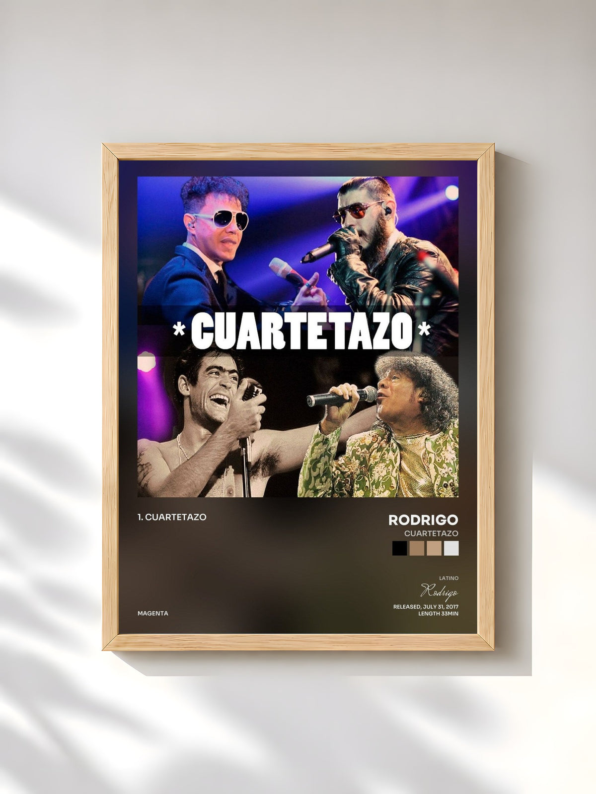 #bois Tableau de l'album Cuartetazo de Rodrigo, cadre en bois brut, imprimé et encadré en France