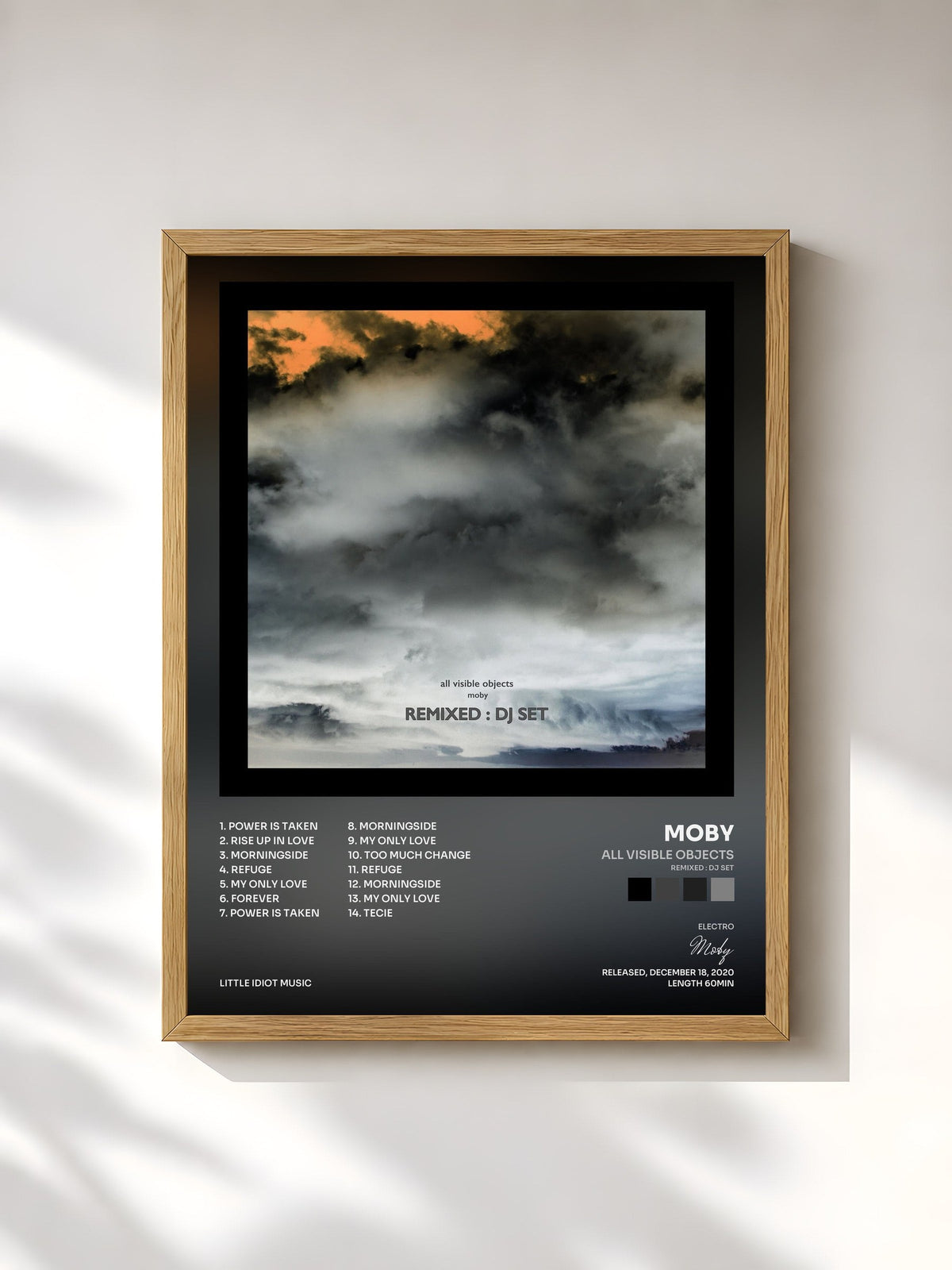 #bois Tableau de l'album All Visible Objects (Remixed : DJ Set) de Moby, cadre en bois brut, imprimé et encadré en France