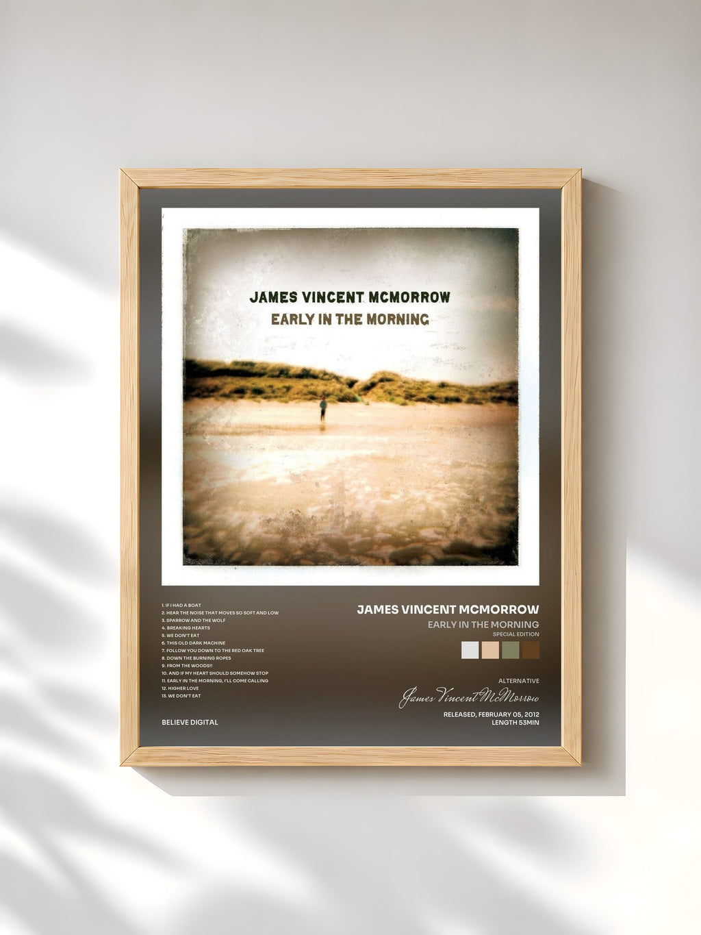 #bois Tableau de l'album Early in the Morning (Special Edition) de James Vincent McMorrow, cadre en bois brut, imprimé et encadré en France