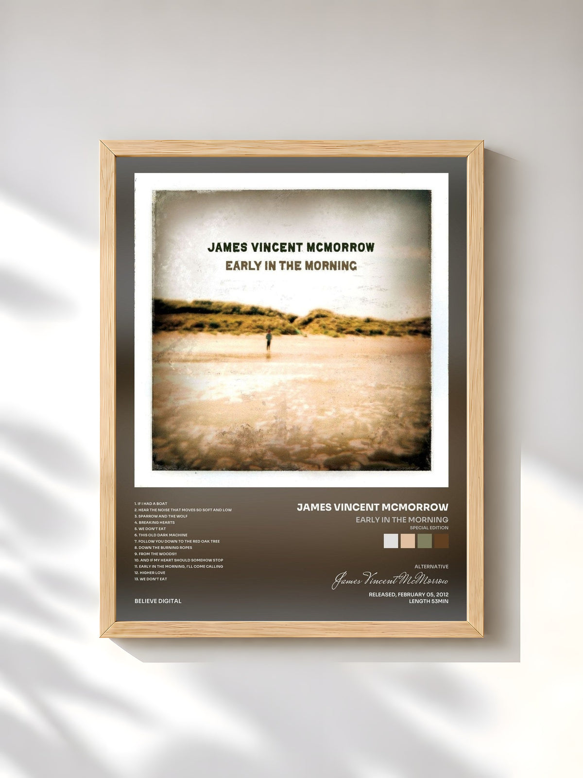 #bois Tableau de l'album Early in the Morning (Special Edition) de James Vincent McMorrow, cadre en bois brut, imprimé et encadré en France