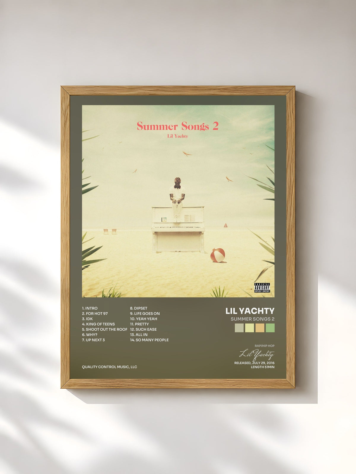 #bois Tableau de l'album Summer Songs 2 de Lil Yachty, cadre en bois brut, imprimé et encadré en France