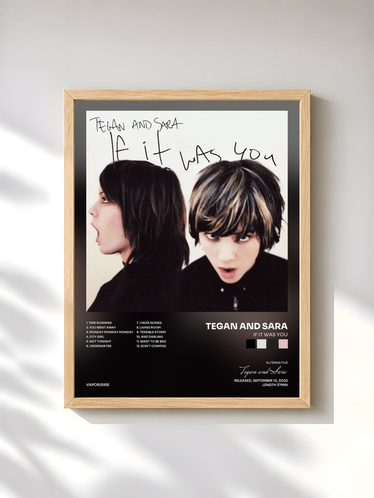 #bois Tableau de l'album If It Was You de Tegan and Sara, cadre en bois brut, imprimé et encadré en France