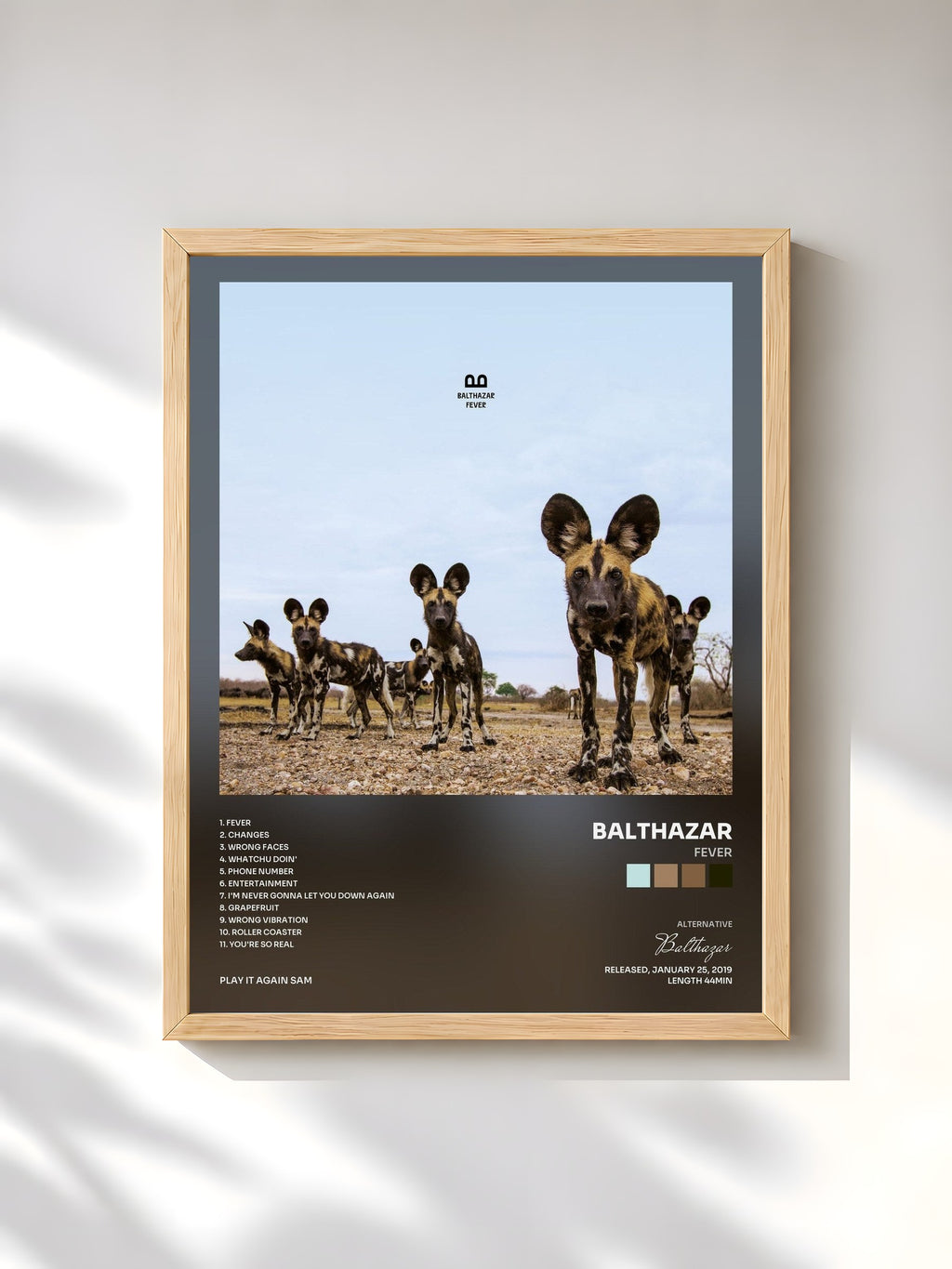 #bois Tableau de l'album Fever de Balthazar, cadre en bois brut, imprimé et encadré en France