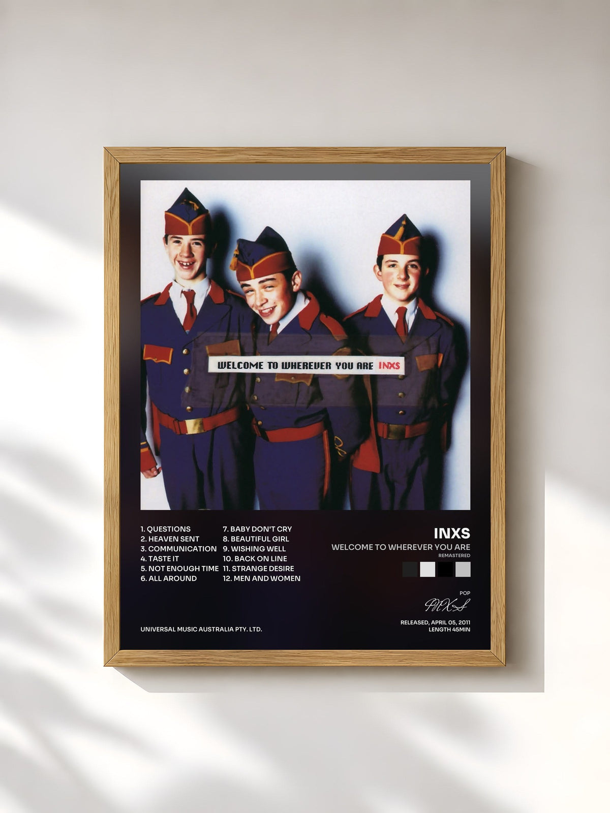 #bois Tableau de l'album Welcome To Wherever You Are (Remastered) de INXS, cadre en bois brut, imprimé et encadré en France
