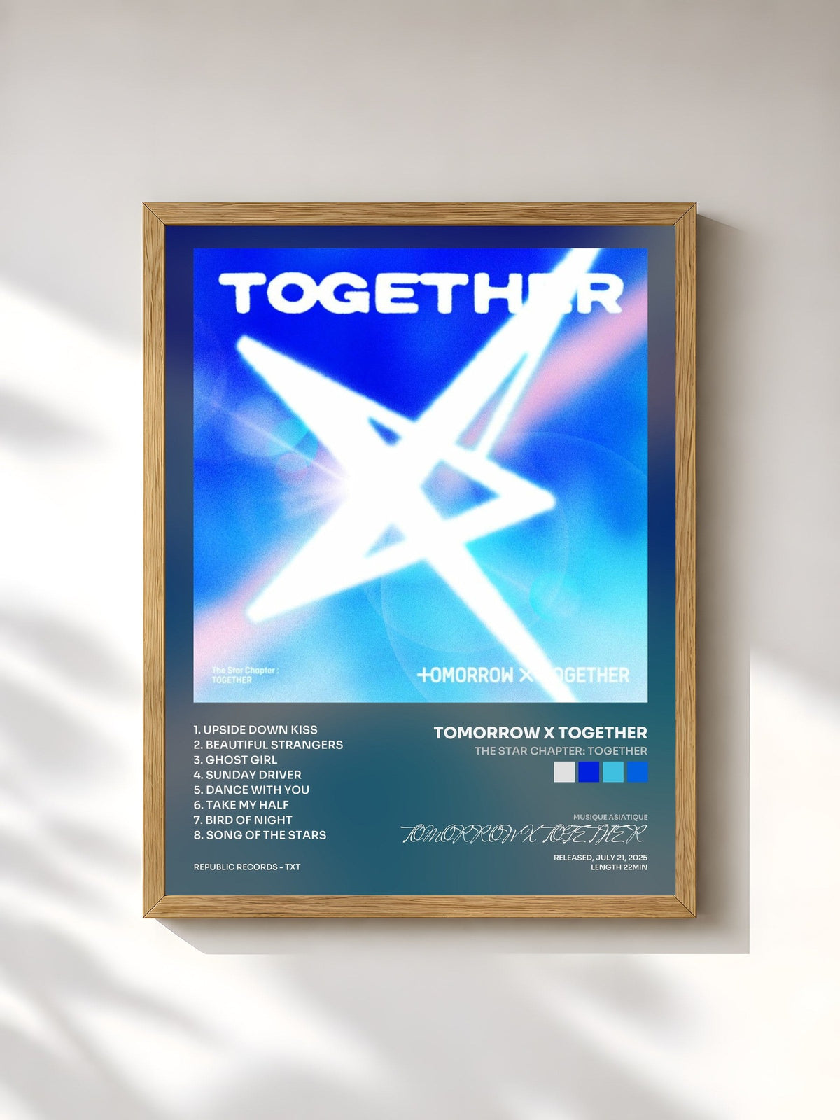#bois Tableau de l'album The Star Chapter: TOGETHER de TOMORROW X TOGETHER, cadre en bois brut, imprimé et encadré en France
