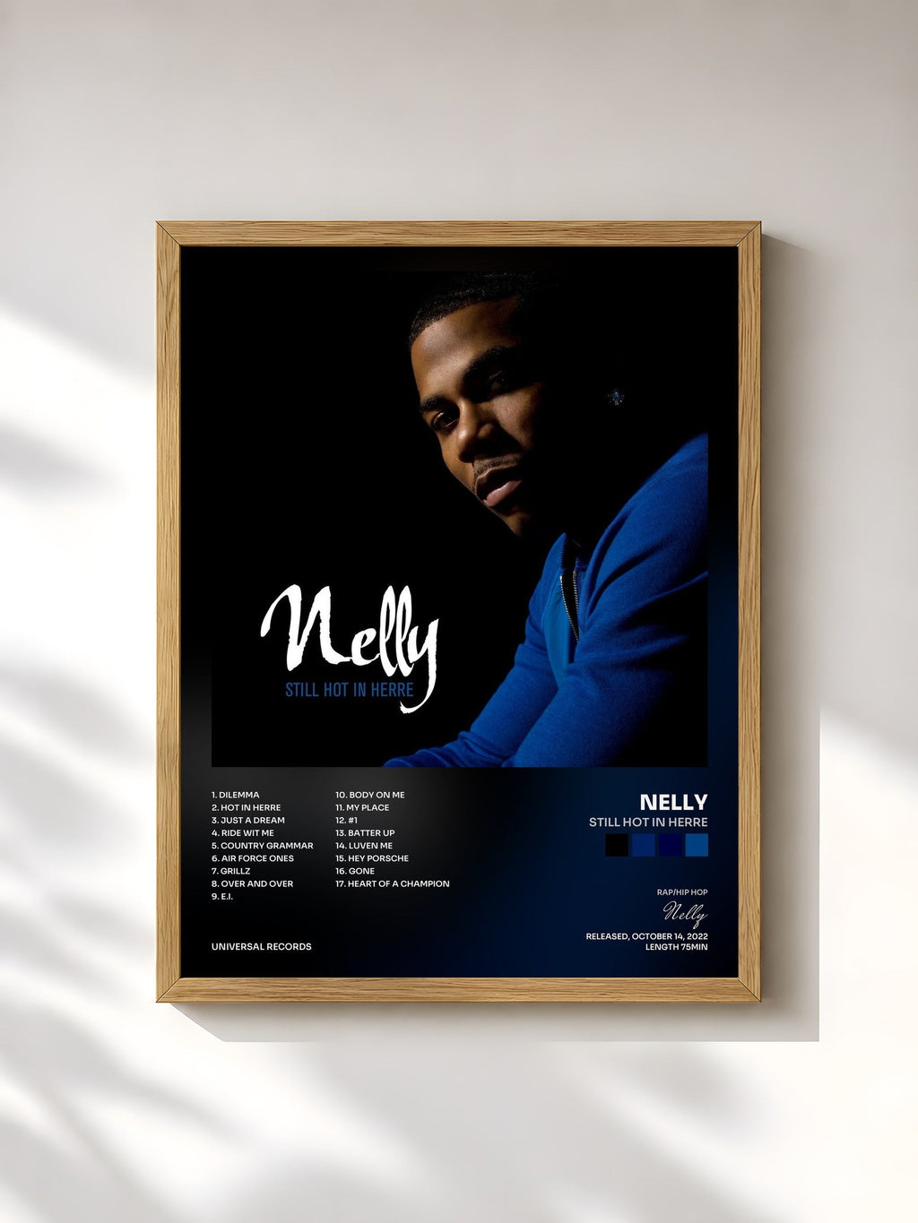 #bois Tableau de l'album Still Hot In Herre de Nelly, cadre en bois brut, imprimé et encadré en France