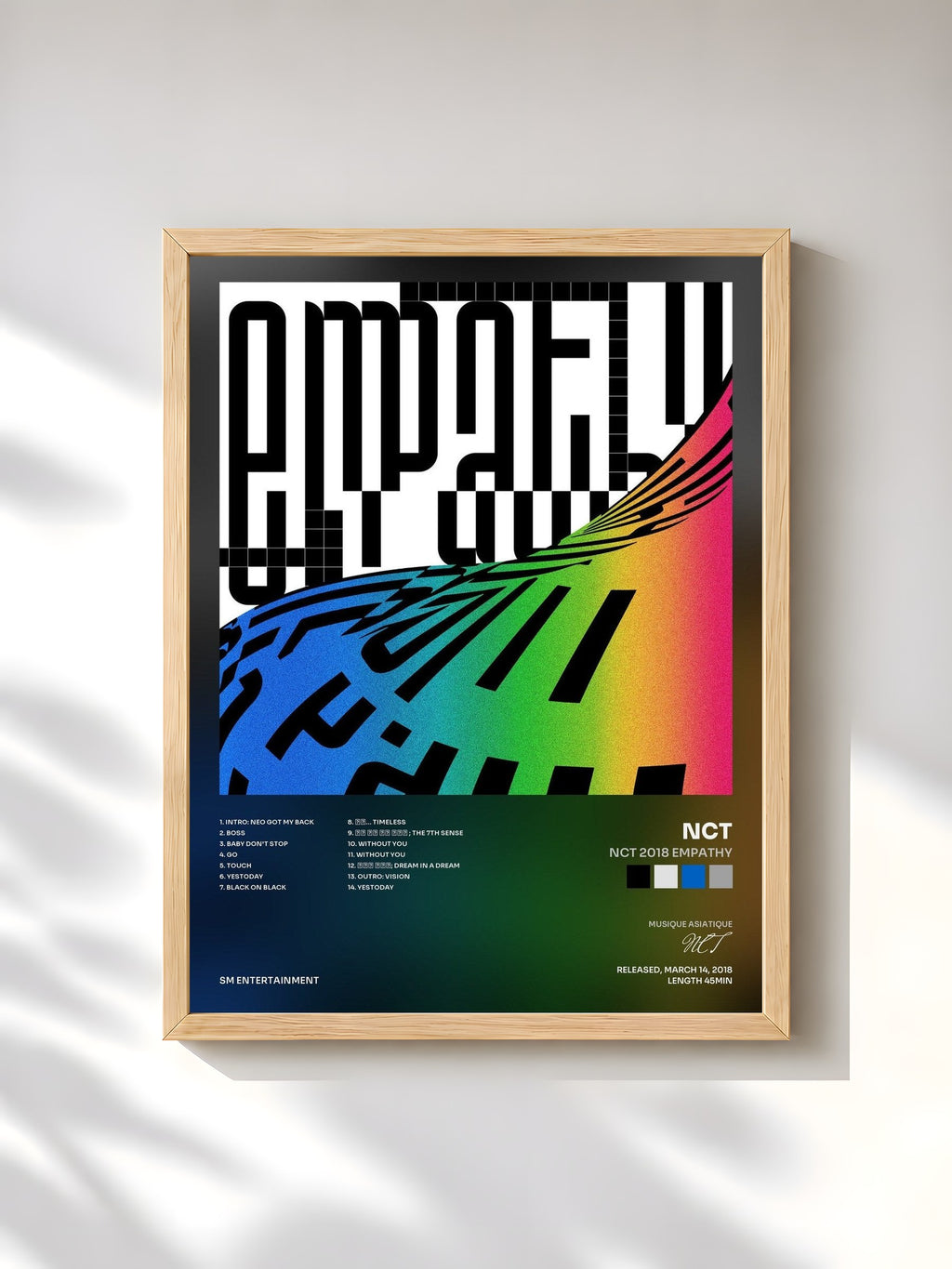 #bois Tableau de l'album NCT 2018 EMPATHY de NCT, cadre en bois brut, imprimé et encadré en France