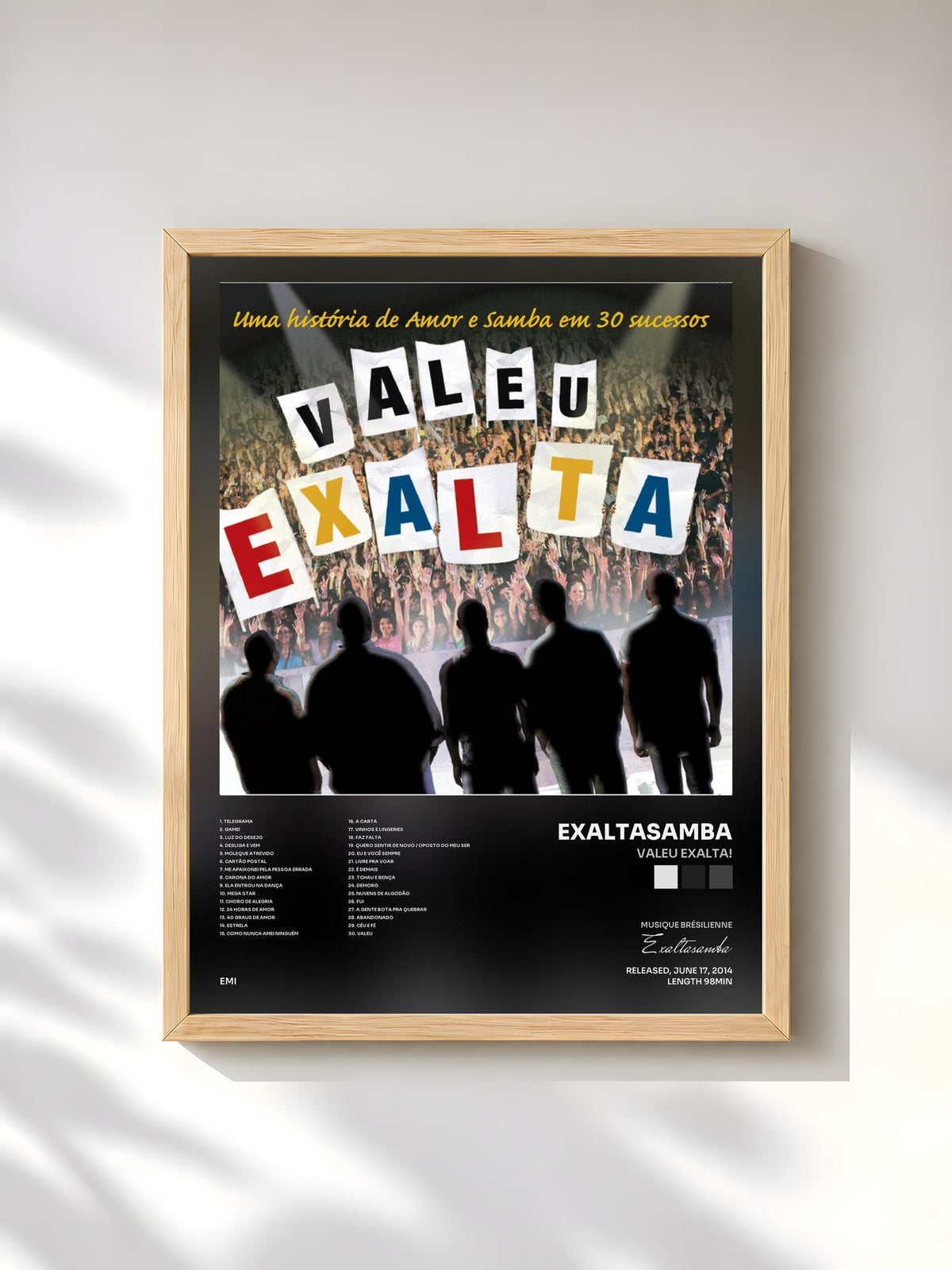#bois Tableau de l'album Valeu Exalta! de Exaltasamba, cadre en bois brut, imprimé et encadré en France