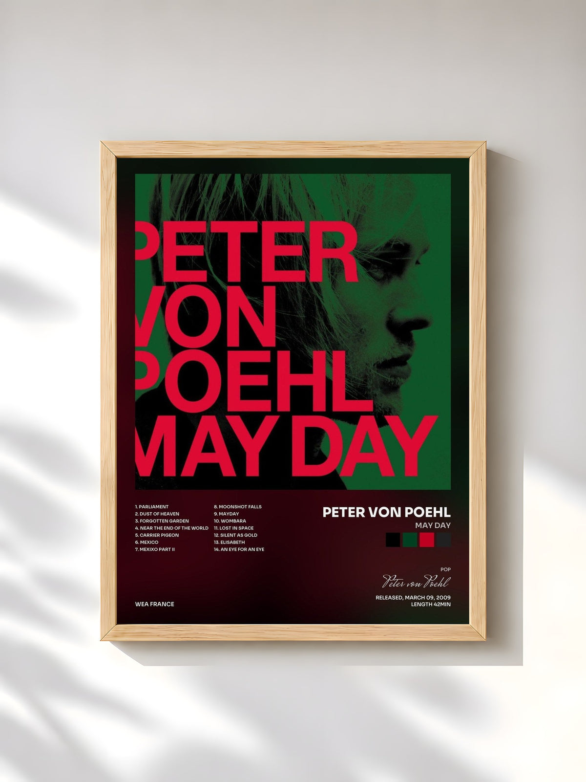 #bois Tableau de l'album May Day de Peter von Poehl, cadre en bois brut, imprimé et encadré en France