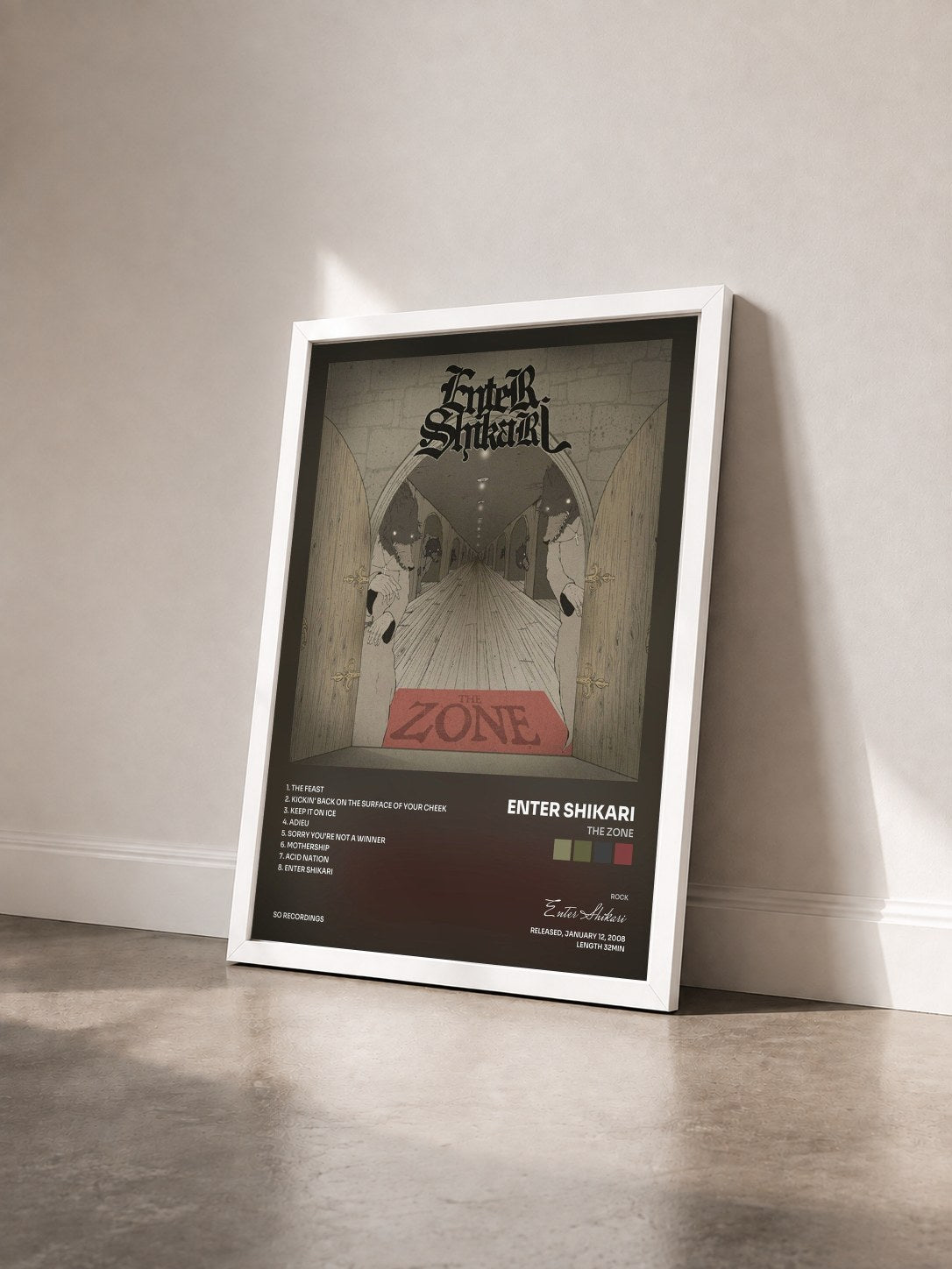 #blanc Tableau de l'album The Zone de Enter Shikari vu de trois quarts, cadre blanc