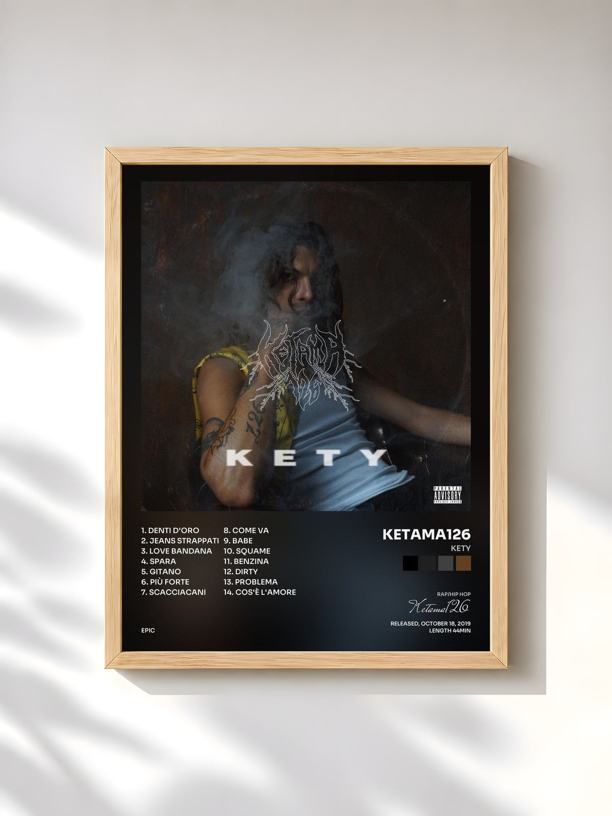 #bois Tableau de l'album KETY de Ketama126, cadre en bois brut, imprimé et encadré en France