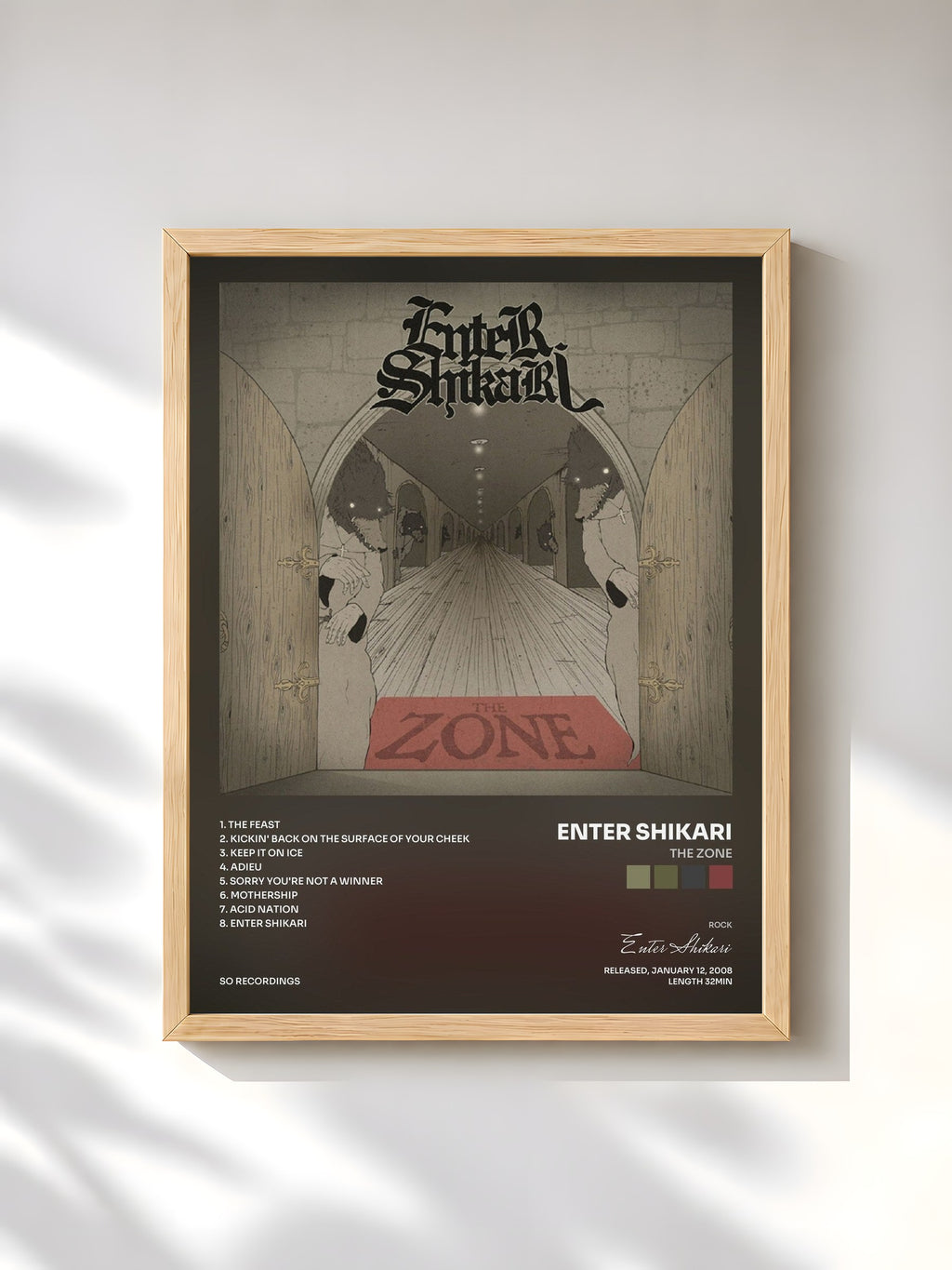 #bois Tableau de l'album The Zone de Enter Shikari, cadre en bois brut, imprimé et encadré en France