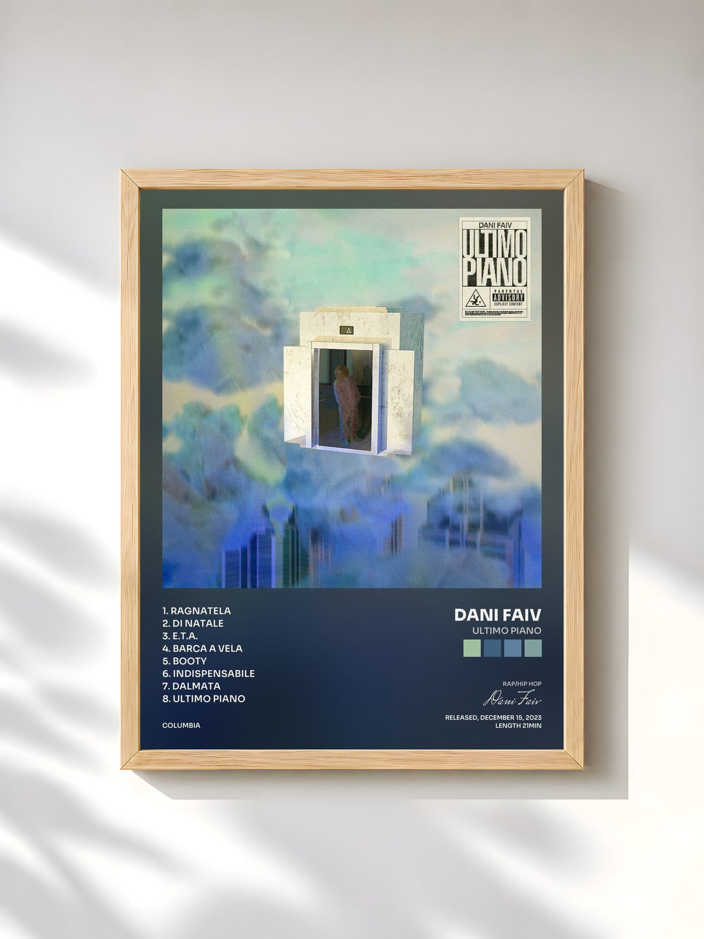 #bois Tableau de l'album Ultimo piano de Dani Faiv, cadre en bois brut, imprimé et encadré en France