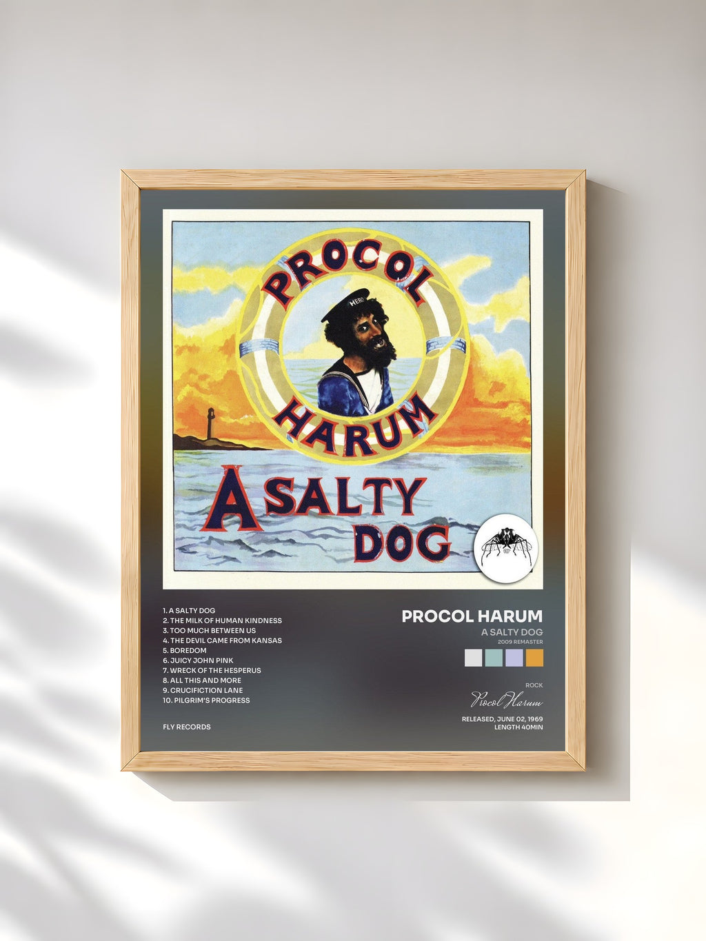 #bois Tableau de l'album A Salty Dog (2009 Remaster) de Procol Harum, cadre en bois brut, imprimé et encadré en France