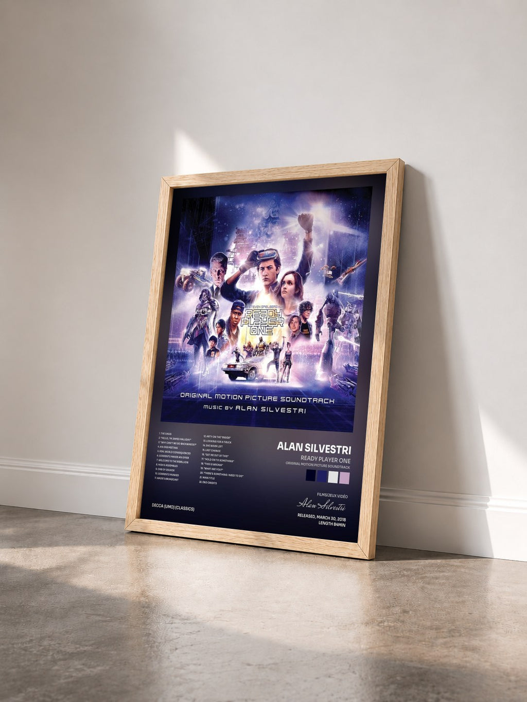 #bois Tableau de l'album Ready Player One (Original Motion Picture Soundtrack) de Alan Silvestri vu de trois quarts, cadre en bois brut