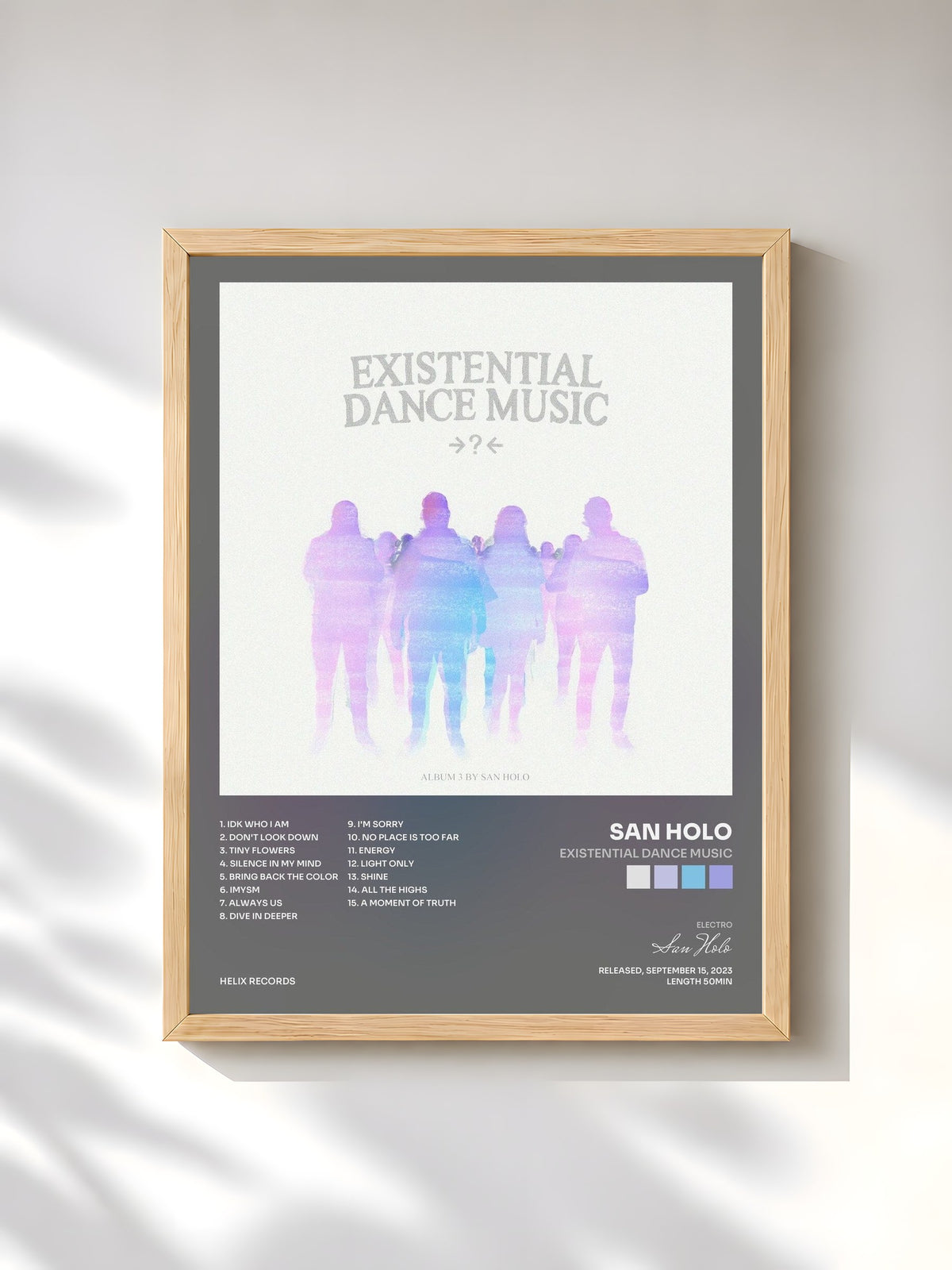 #bois Tableau de l'album EXISTENTIAL DANCE MUSIC de San Holo, cadre en bois brut, imprimé et encadré en France