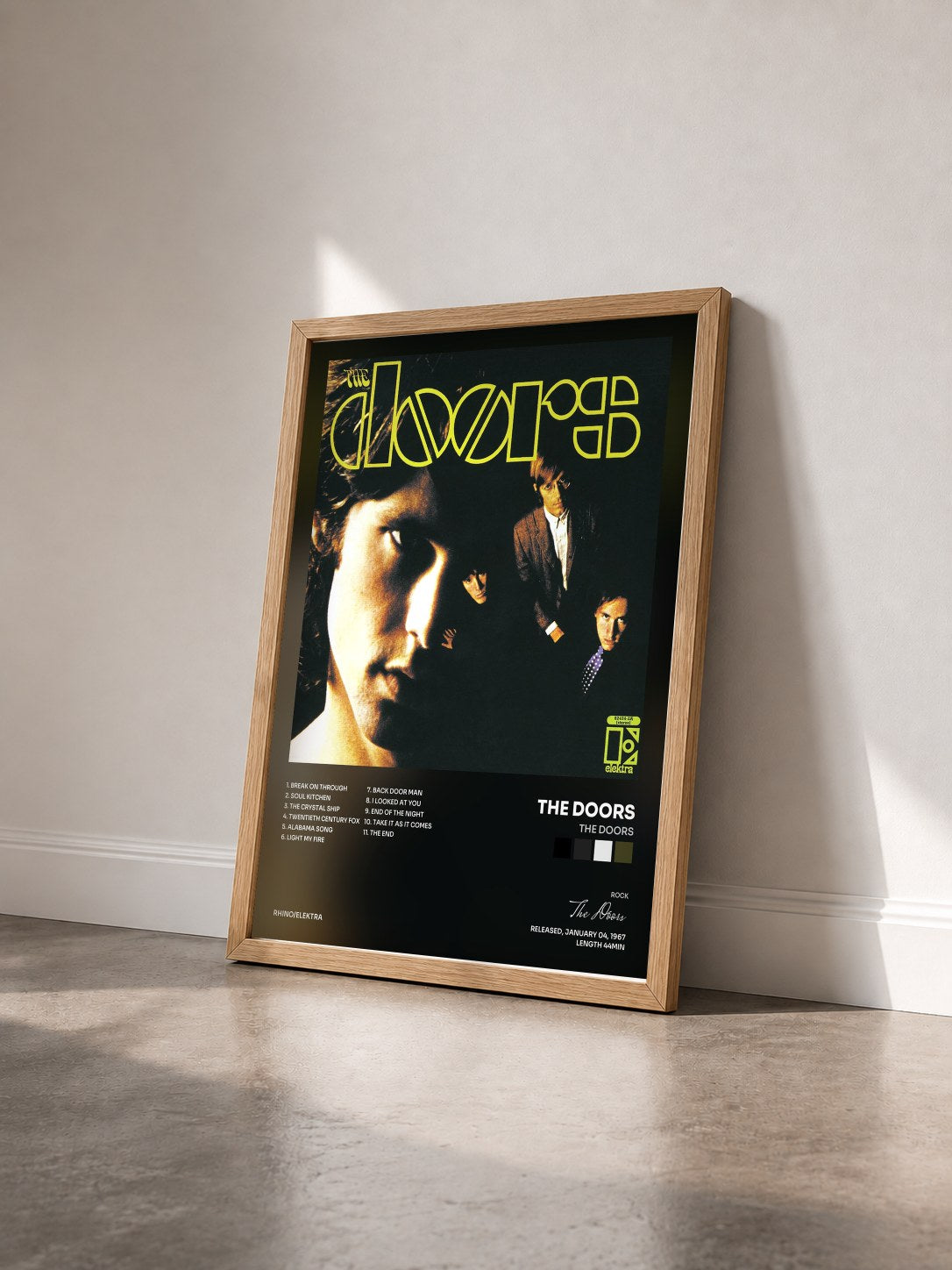 #bois Tableau de l'album The Doors de The Doors vu de trois quarts, cadre en bois brut