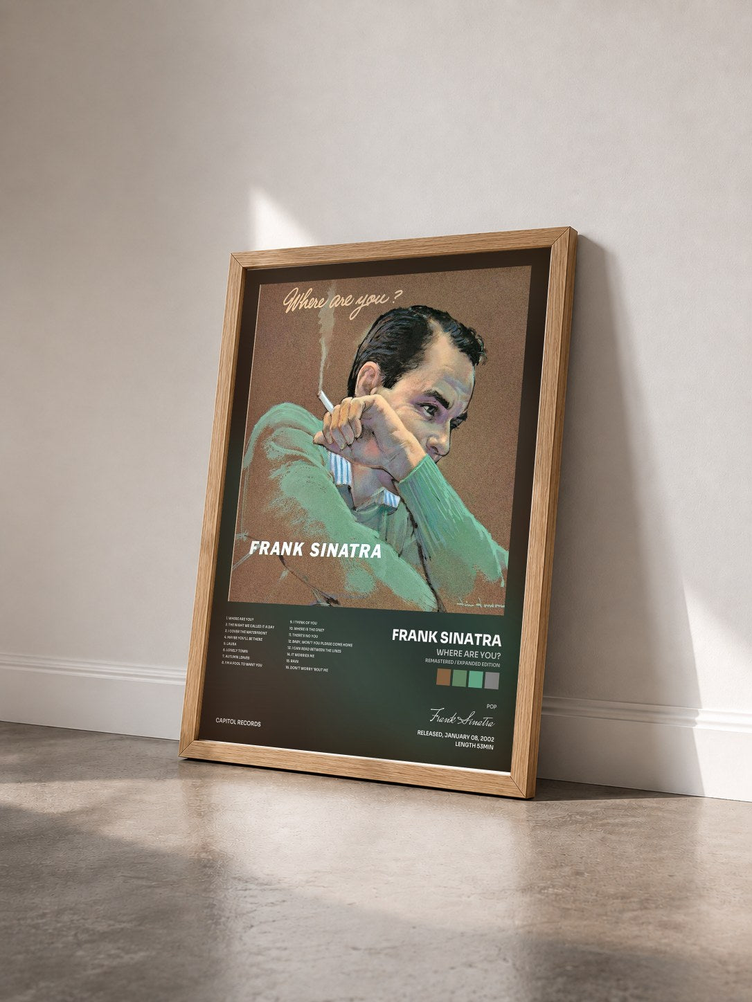 #bois Tableau de l'album Where Are You? (Remastered / Expanded Edition) de Frank Sinatra vu de trois quarts, cadre en bois brut