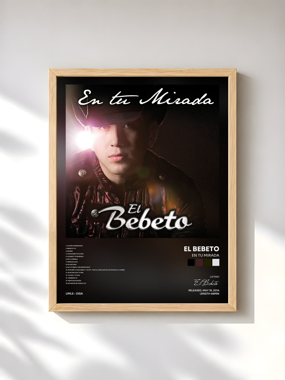 #bois Tableau de l'album En Tu Mirada de El Bebeto, cadre en bois brut, imprimé et encadré en France