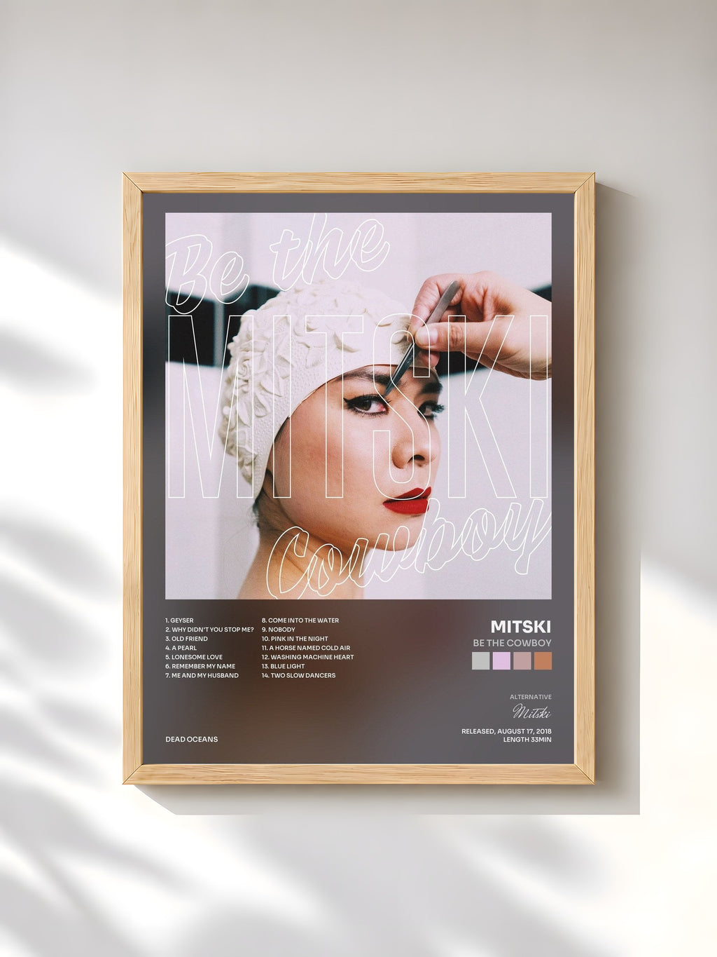 #bois Tableau de l'album Be the Cowboy de Mitski, cadre en bois brut, imprimé et encadré en France