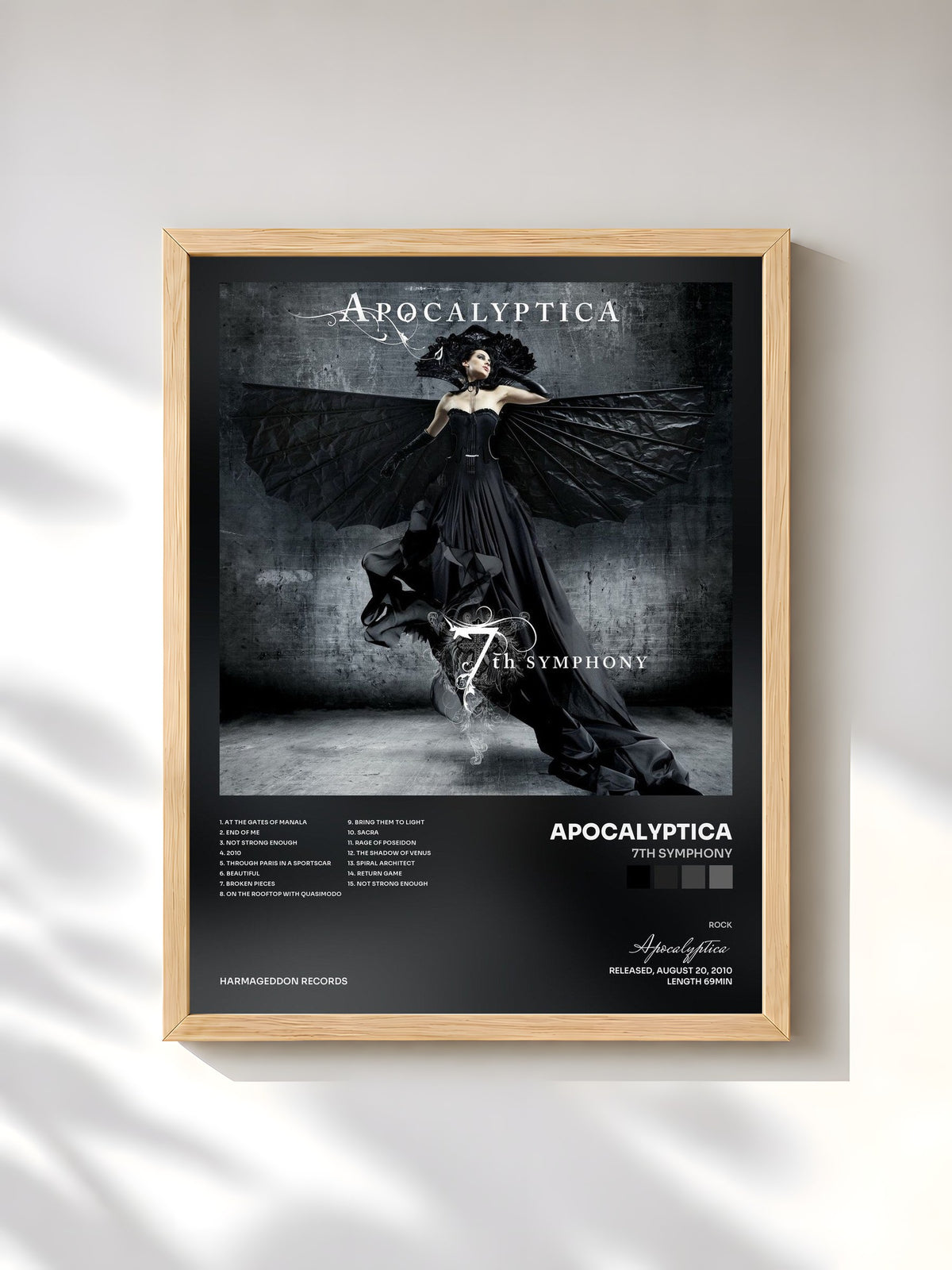 #bois Tableau de l'album 7th Symphony de Apocalyptica, cadre en bois brut, imprimé et encadré en France