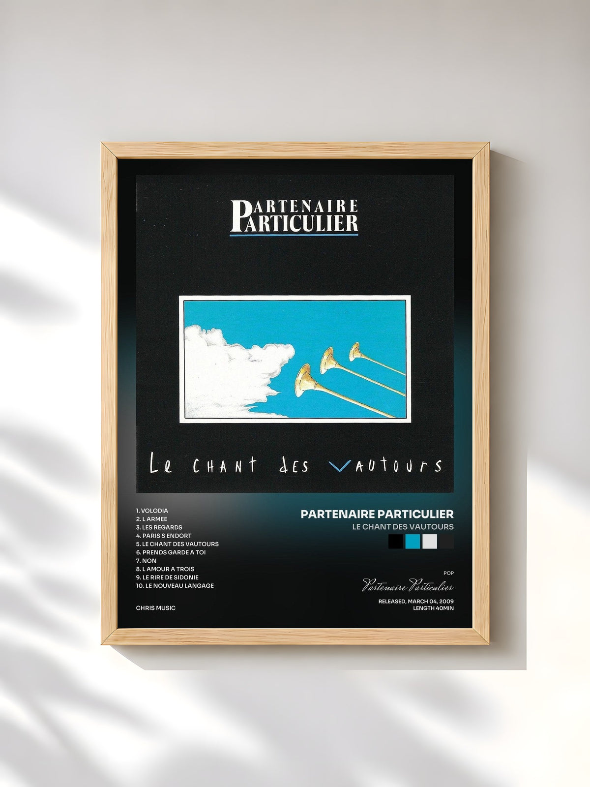 #bois Tableau de l'album Le Chant Des Vautours de Partenaire Particulier, cadre en bois brut, imprimé et encadré en France