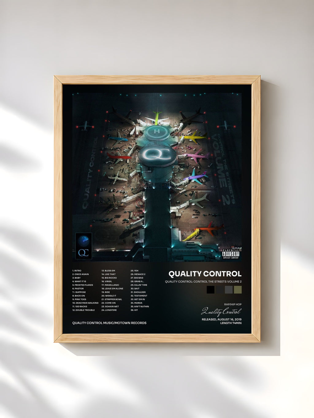 #bois Tableau de l'album Quality Control: Control The Streets Volume 2 de Quality Control, cadre en bois brut, imprimé et encadré en France