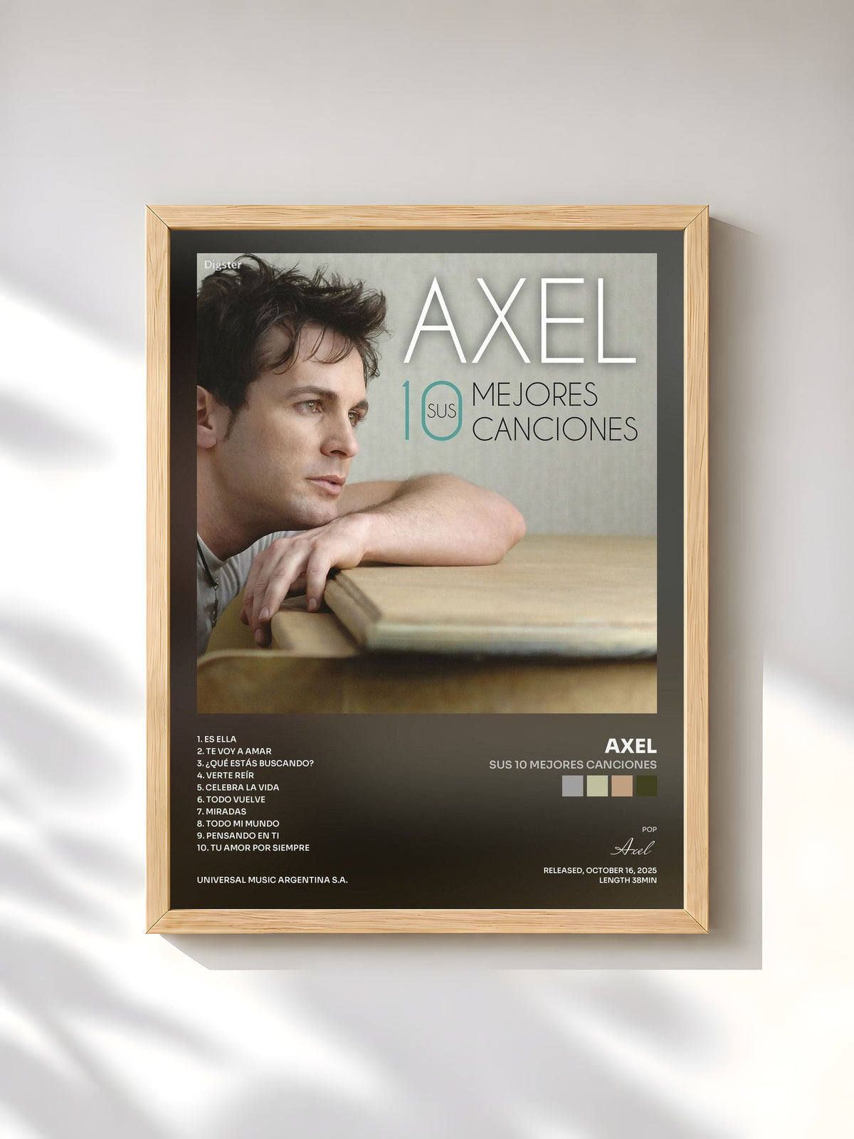 #bois Tableau de l'album Sus 10 Mejores Canciones de Axel, cadre en bois brut, imprimé et encadré en France