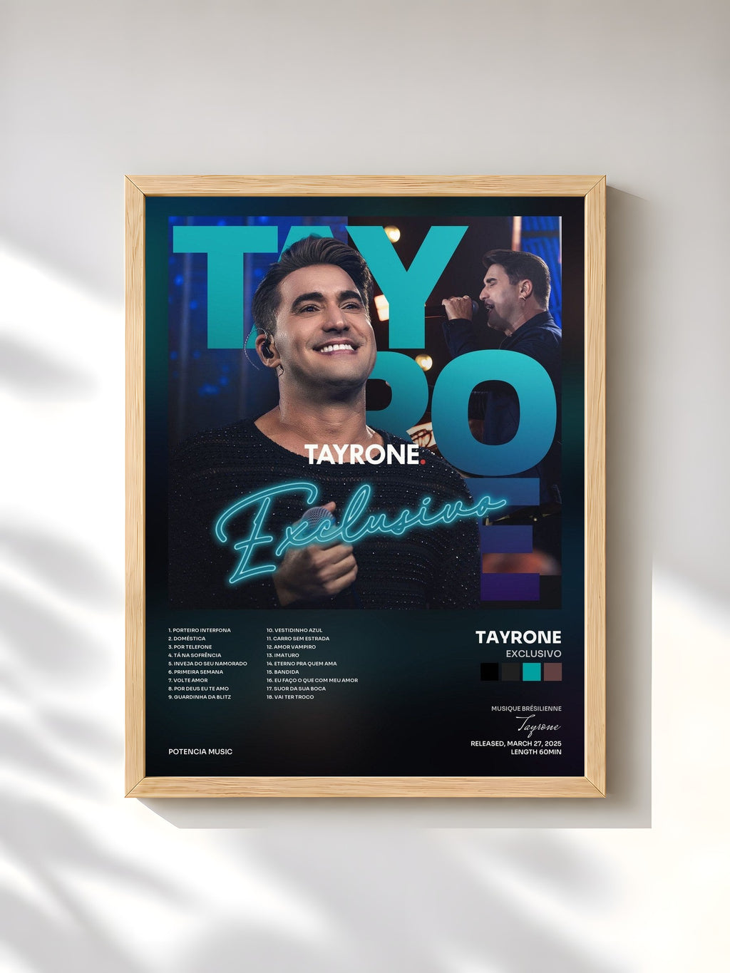 #bois Tableau de l'album Exclusivo de Tayrone, cadre en bois brut, imprimé et encadré en France