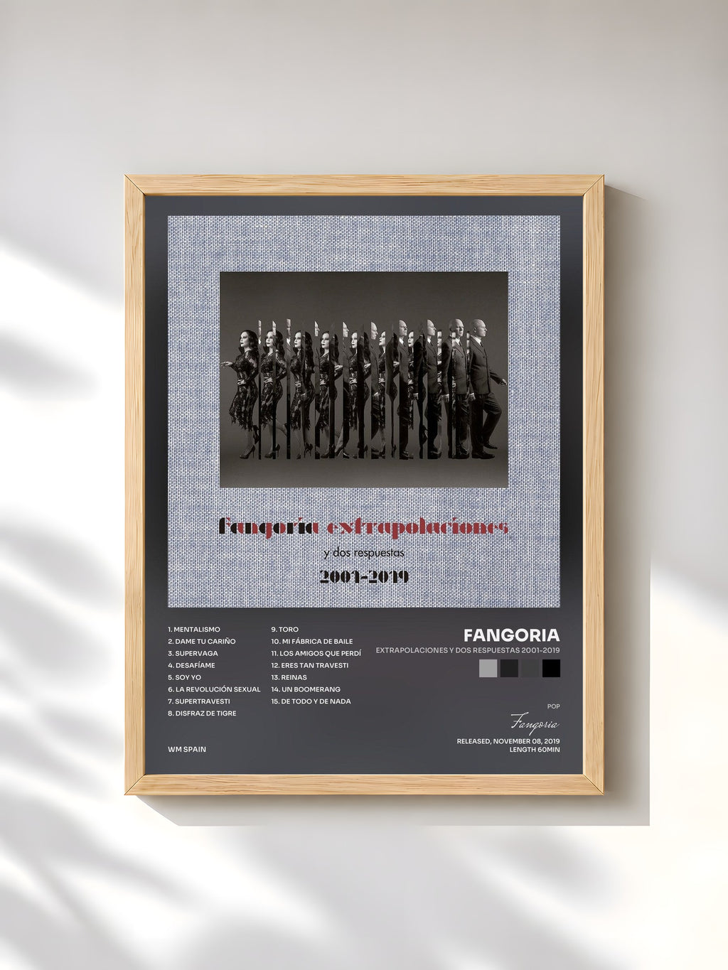 #bois Tableau de l'album Extrapolaciones y dos respuestas 2001-2019 de Fangoria, cadre en bois brut, imprimé et encadré en France