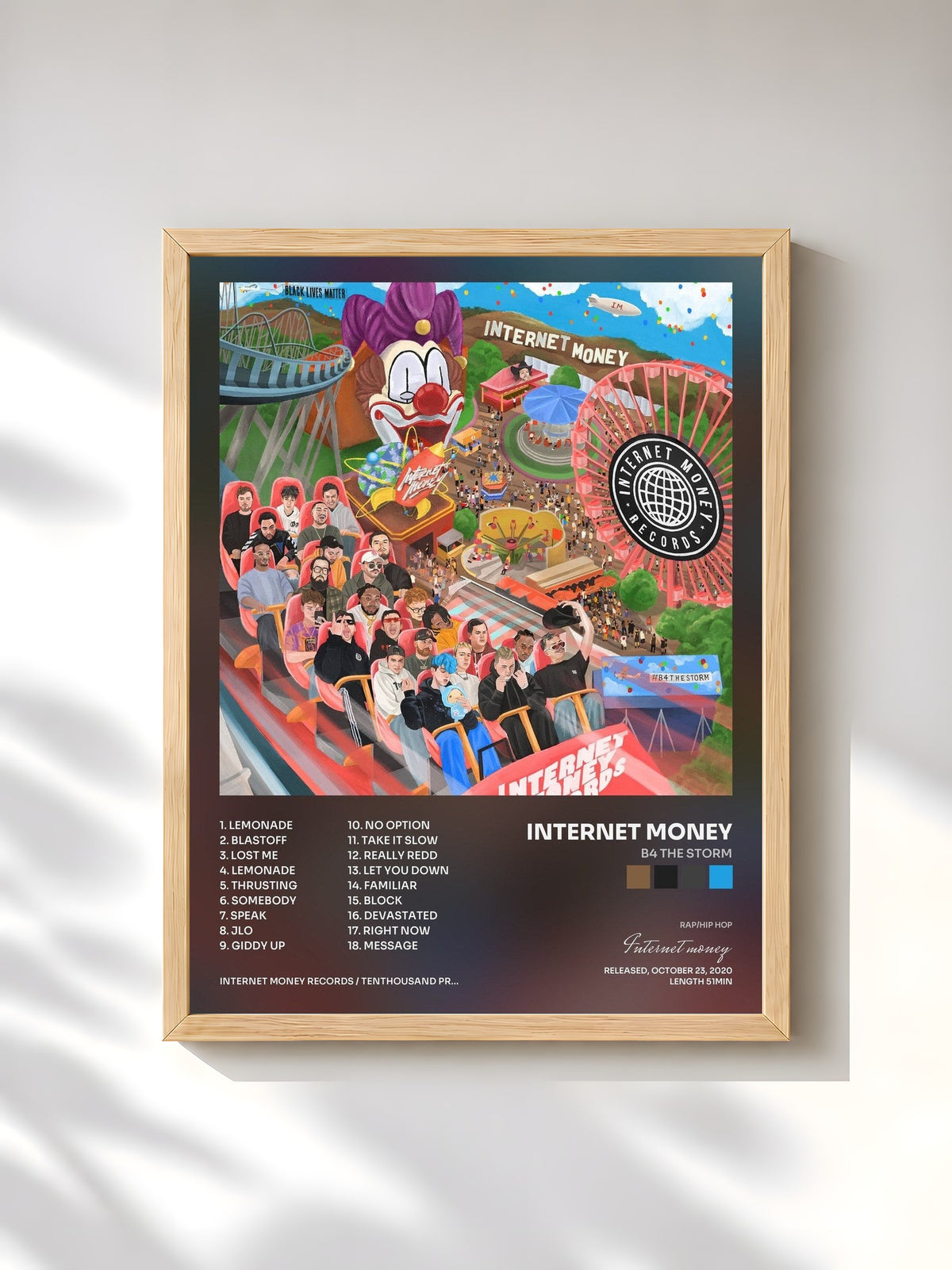 #bois Tableau de l'album B4 The Storm de Internet money, cadre en bois brut, imprimé et encadré en France
