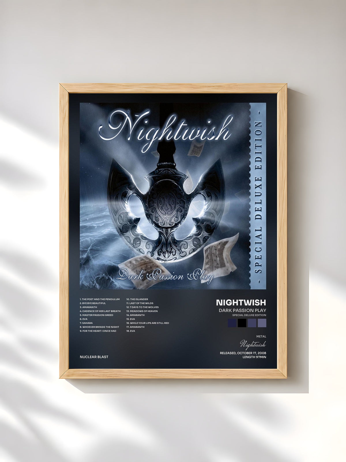 #bois Tableau de l'album Dark Passion Play (Special Deluxe Edition) de Nightwish, cadre en bois brut, imprimé et encadré en France